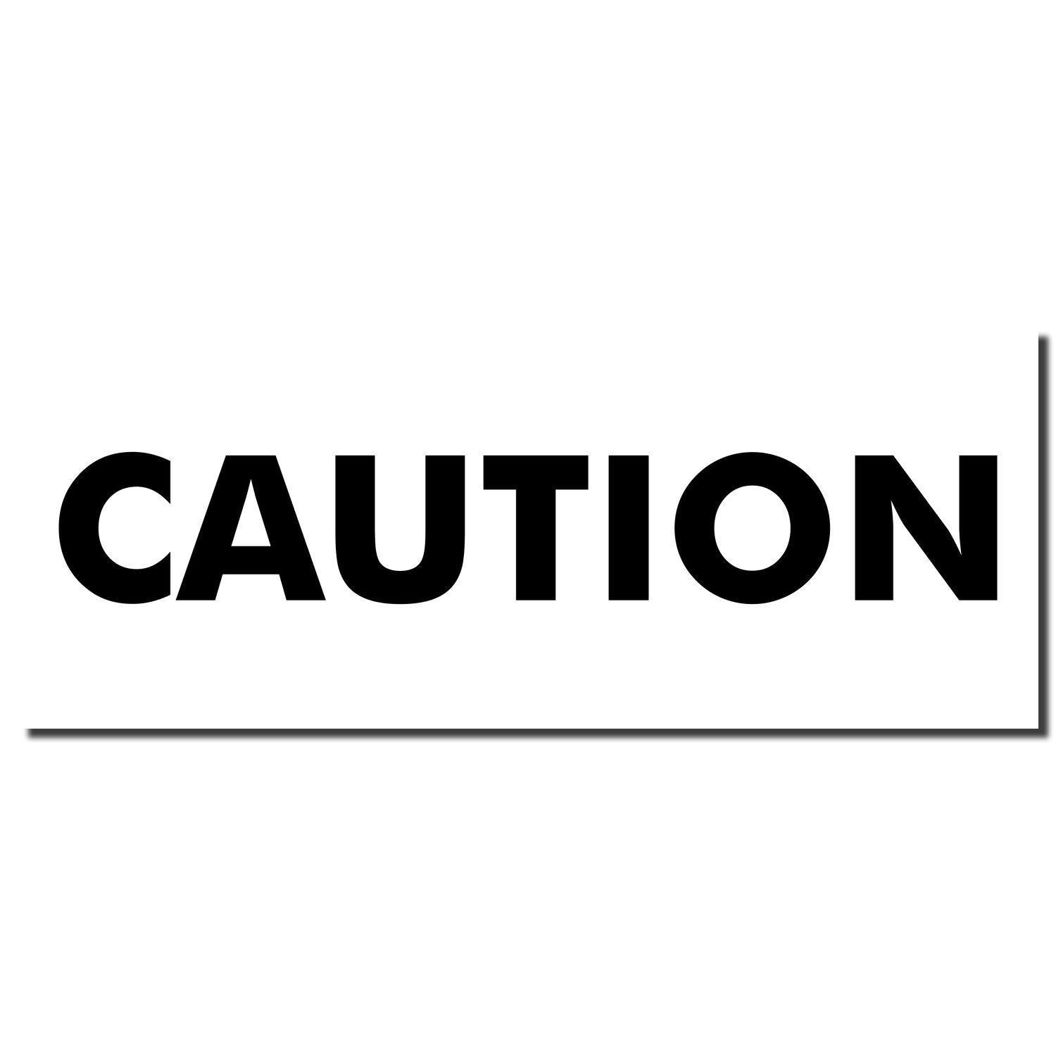 Black imprint of the word 'CAUTION' from the Caution Rubber Stamp on a white background."