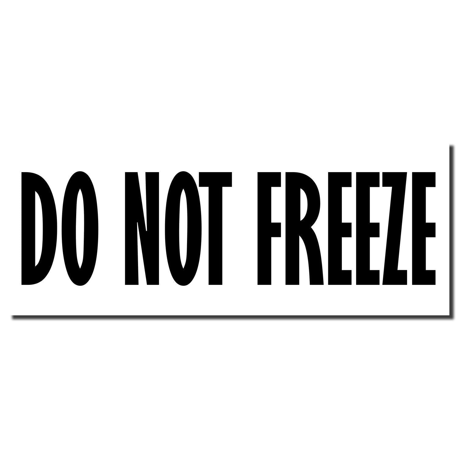 Image of a Slim Pre-Inked Do Not Freeze Stamp imprint in bold black letters on a white background.