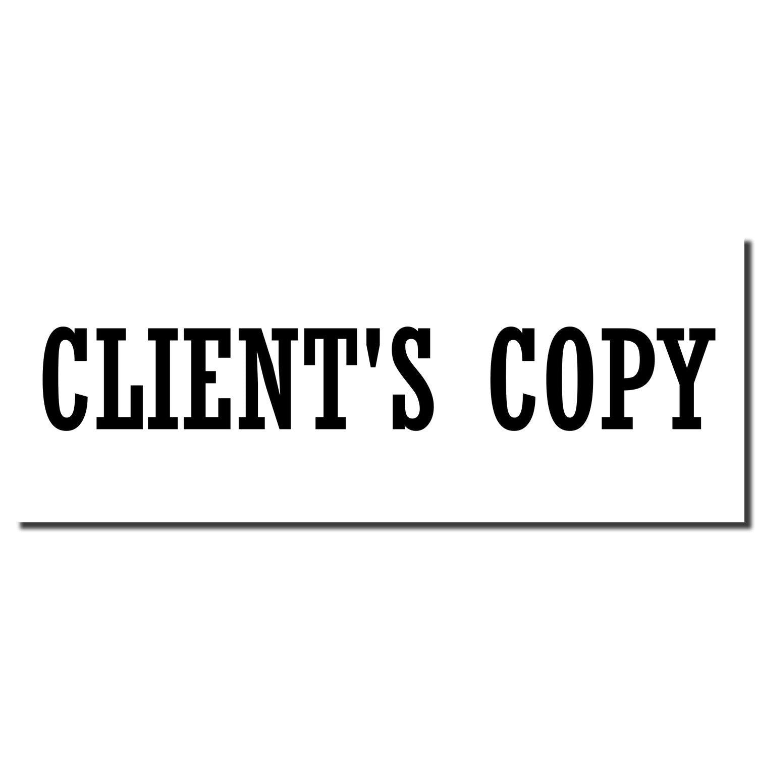 Clients Copy Rubber Stamp imprint in bold black letters on a white background, indicating a document copy meant for the client.