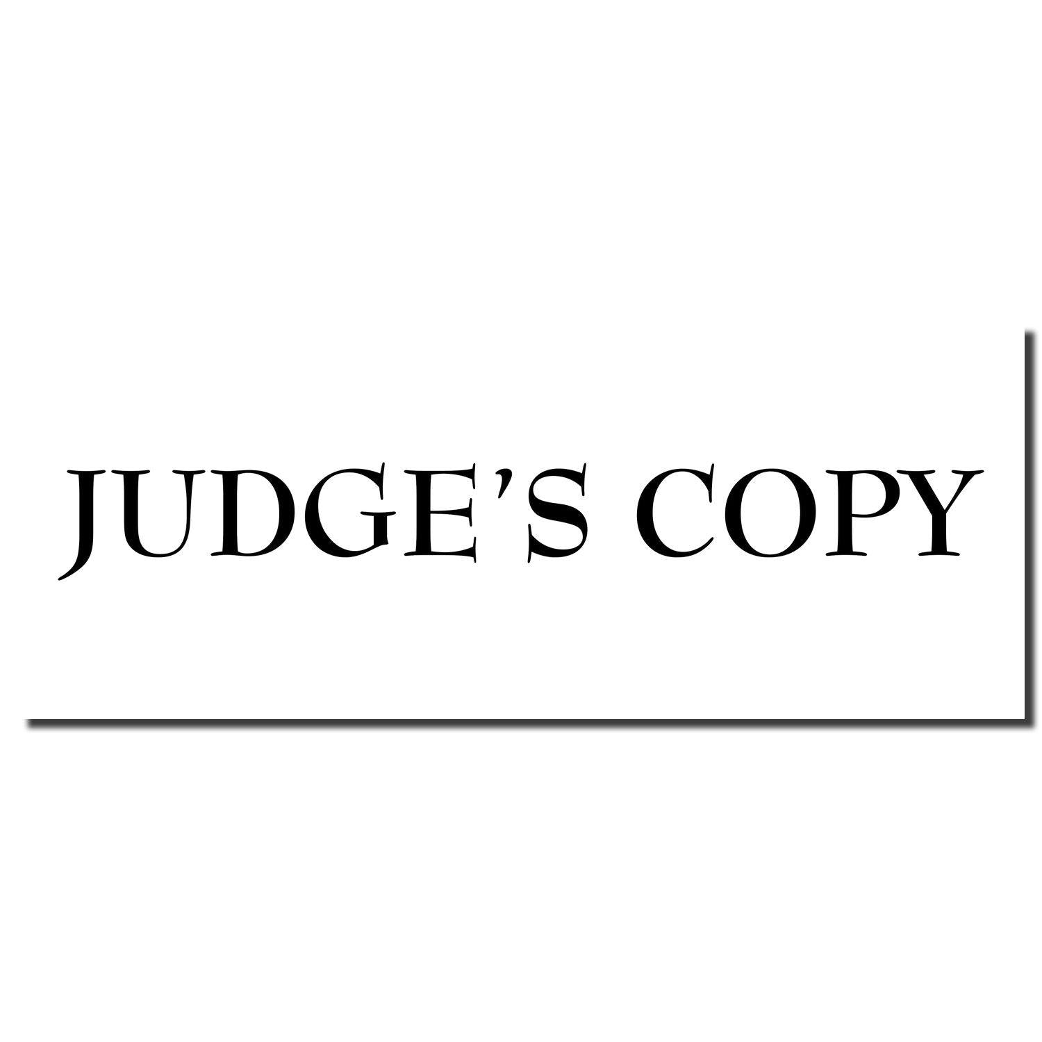 Image of a Slim Pre-Inked Judges Copy Stamp imprint showing the text 'JUDGE'S COPY' in bold black letters on a white background.