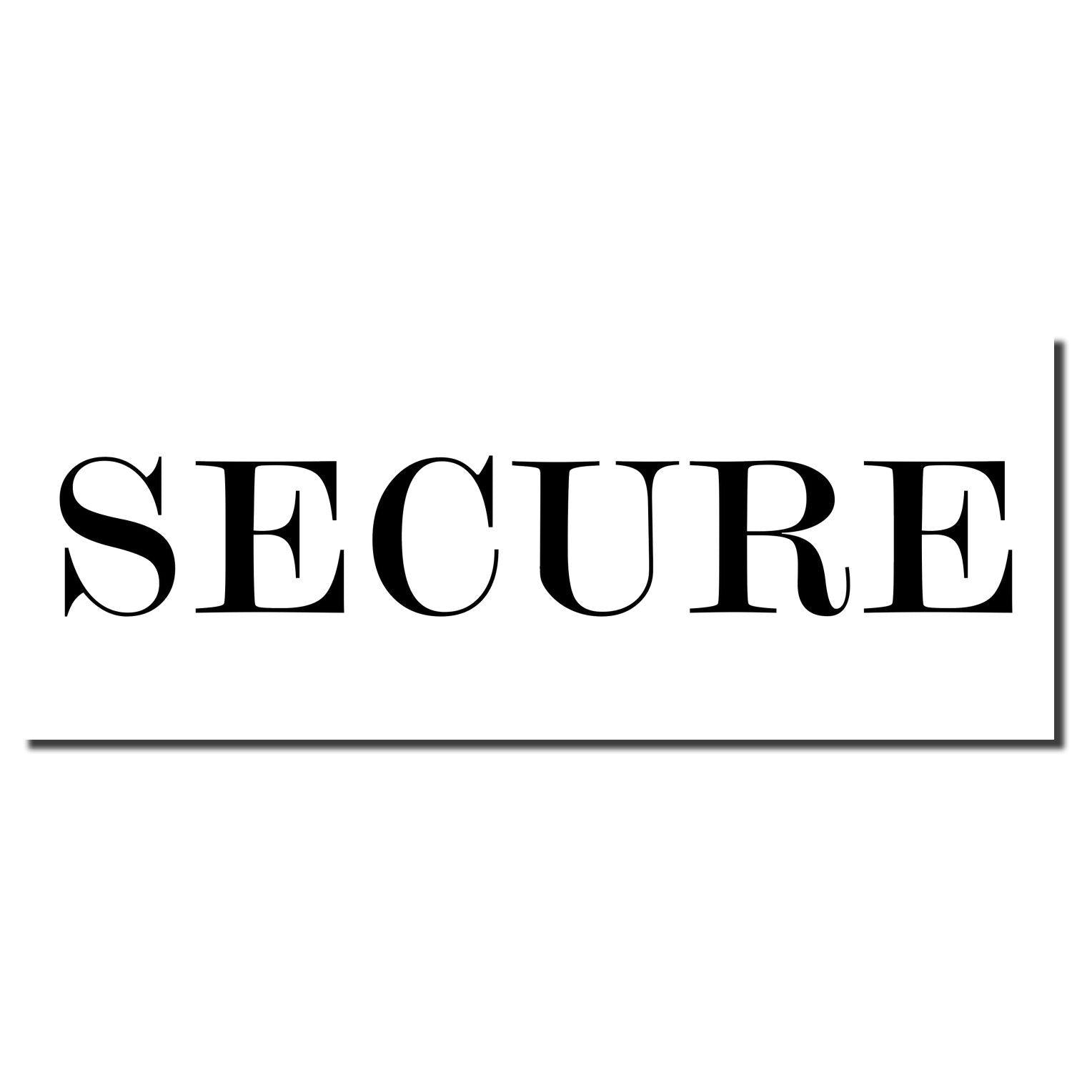 Image of the Self Inking Secure Stamp imprinting the word SECURE in bold black letters on a white background.