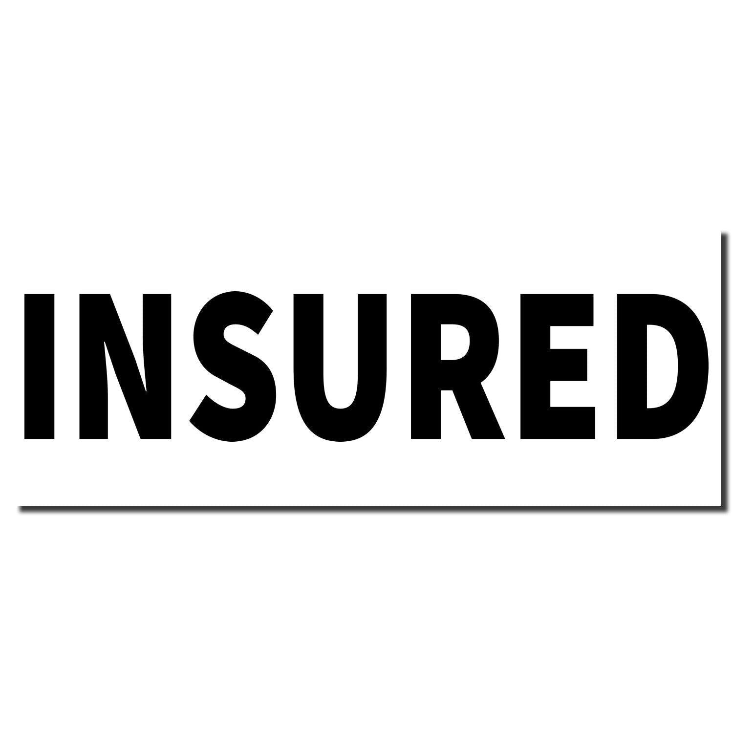 Insured Rubber Stamp imprint in bold black letters on a white background.