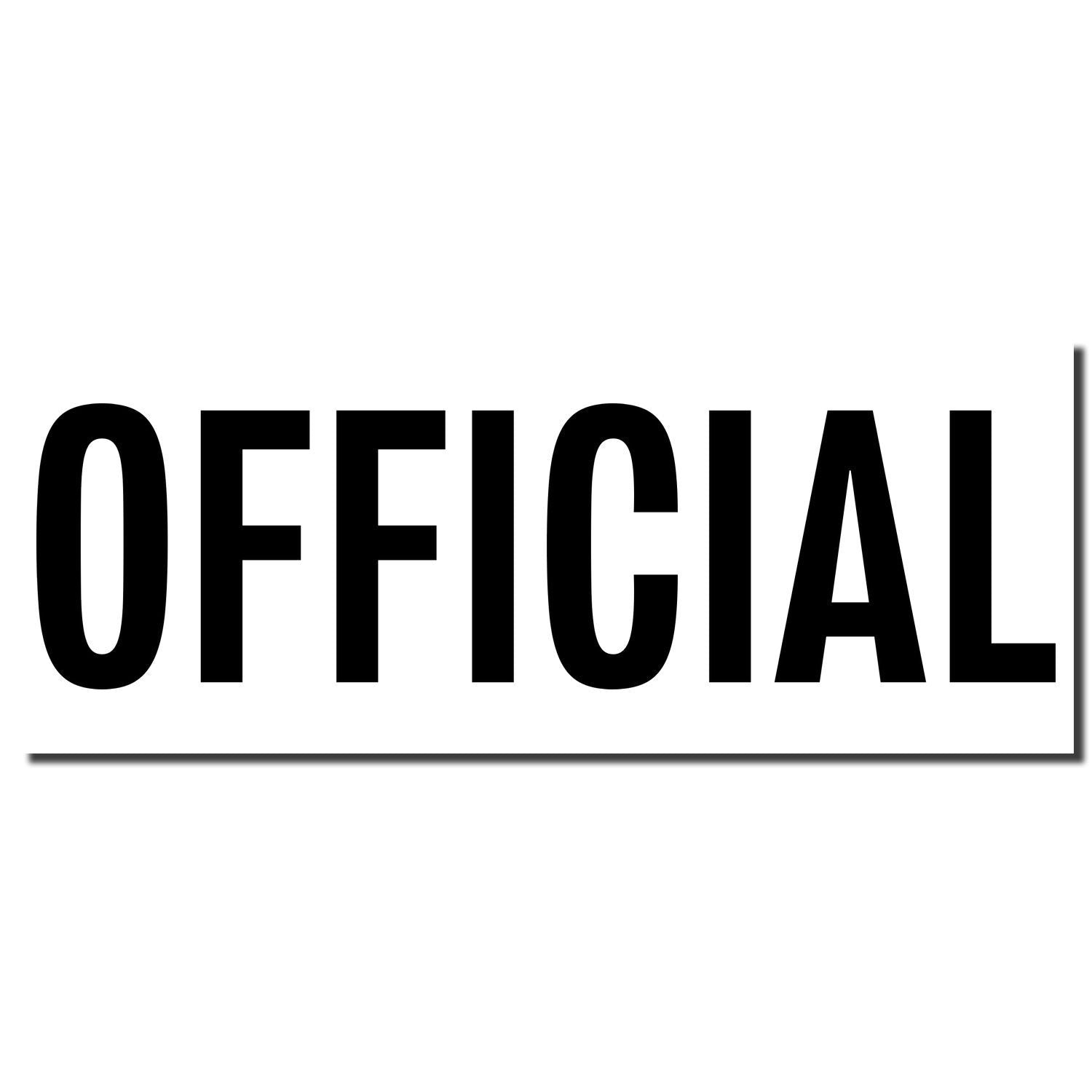 Image of a Self Inking Official Stamp imprint with the word 'OFFICIAL' in bold black letters on a white background.