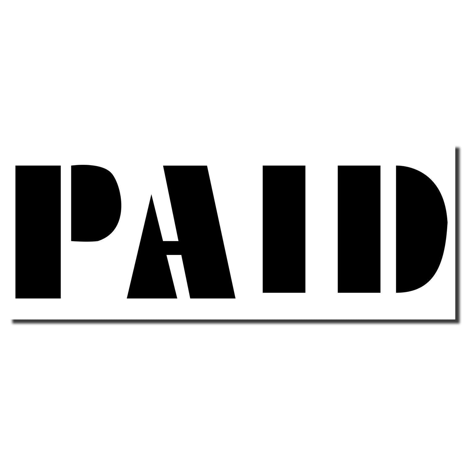 Bold Paid Rubber Stamp imprint in black ink on a white background, with the word PAID in large, bold, capital letters.