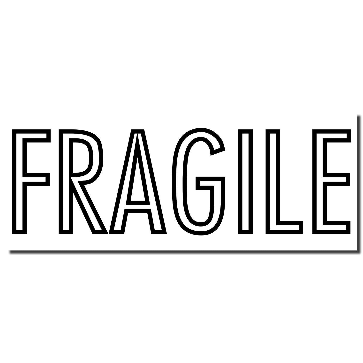 Large Self Inking Fragile Stamp with bold black letters spelling FRAGILE on a white background.