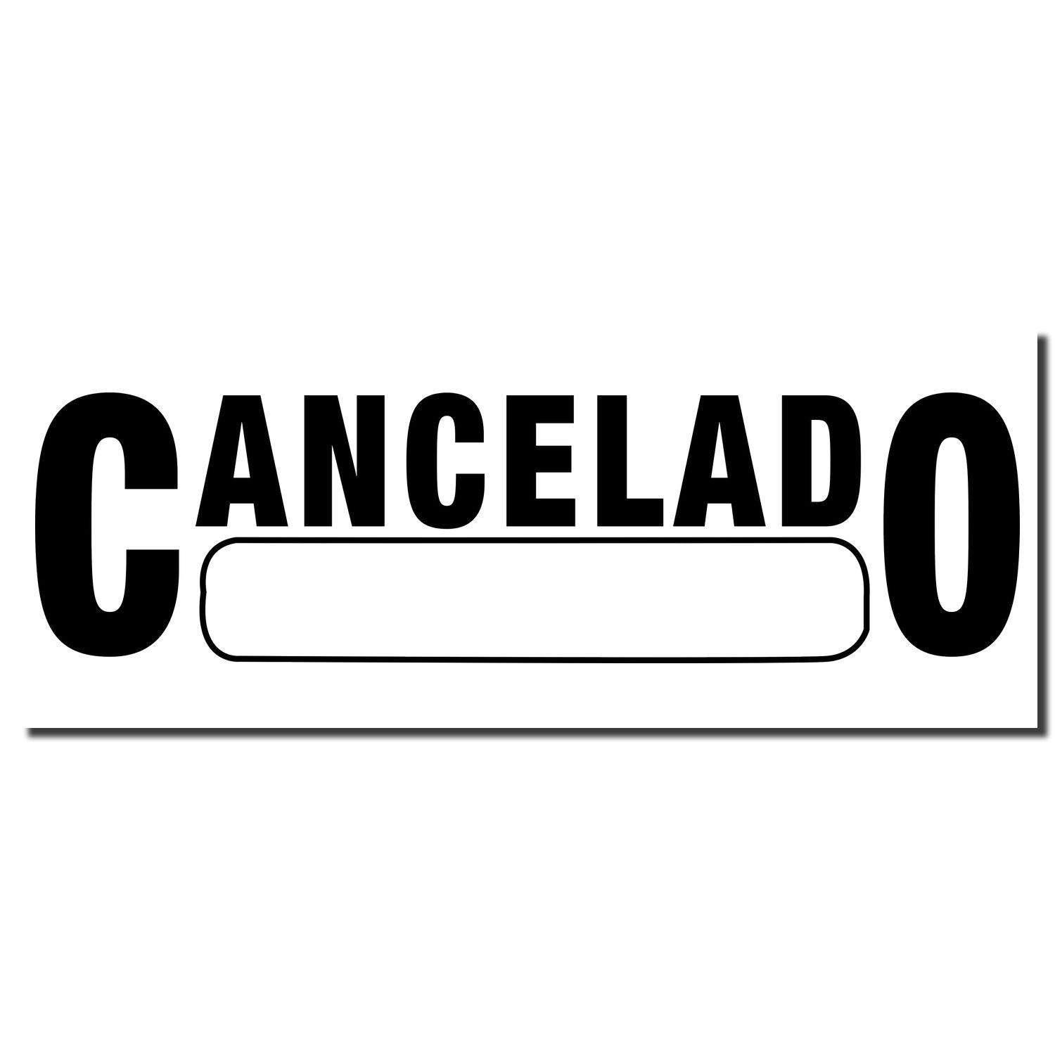 Cancelado with Box Rubber Stamp imprint in bold black letters with a blank box in the middle on a white background.