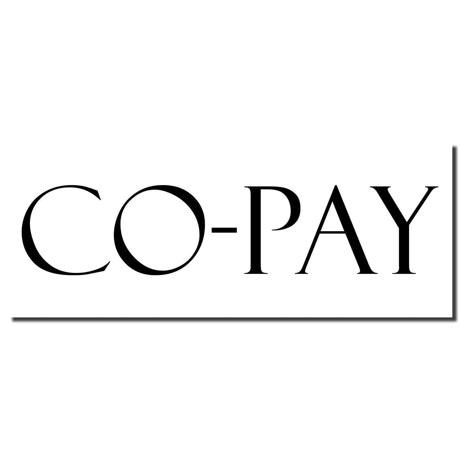 Large Co Pay Rubber Stamp imprint displaying the word 'CO-PAY' in bold, black letters on a white background.