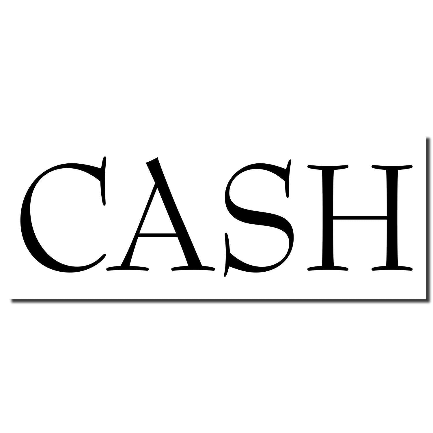 Large Cash Rubber Stamp imprint showing the word 'CASH' in bold, black capital letters on a white background."