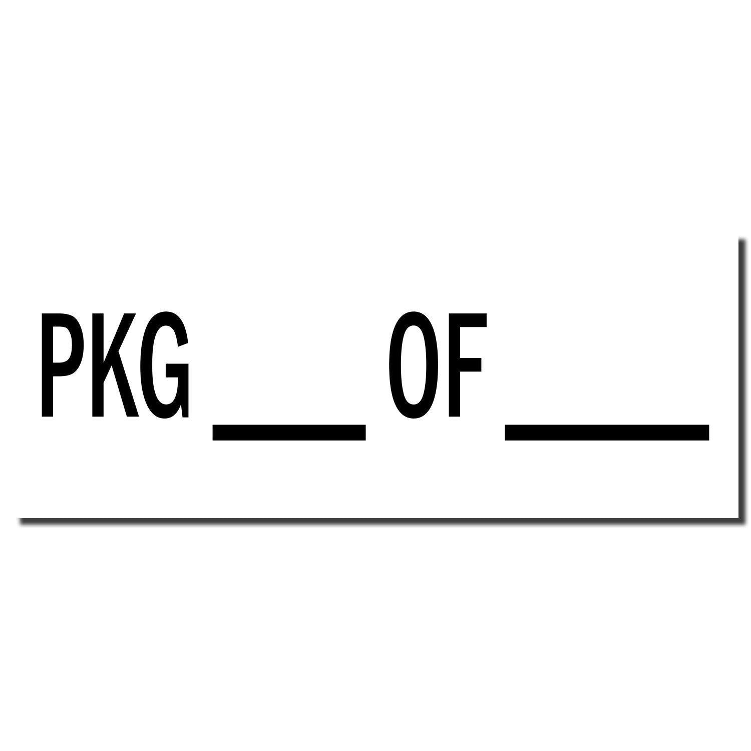 Large Self Inking Pkg Stamp imprint showing 'PKG OF' with blank spaces for customization on a white background.