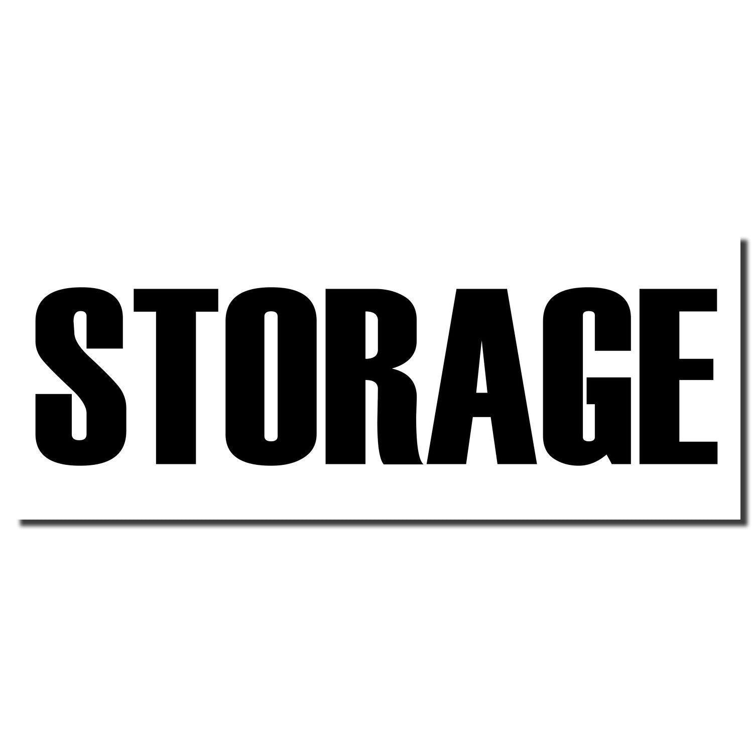 Large Pre-Inked Storage Stamp imprint showing the word STORAGE in bold, black, uppercase letters on a white background.