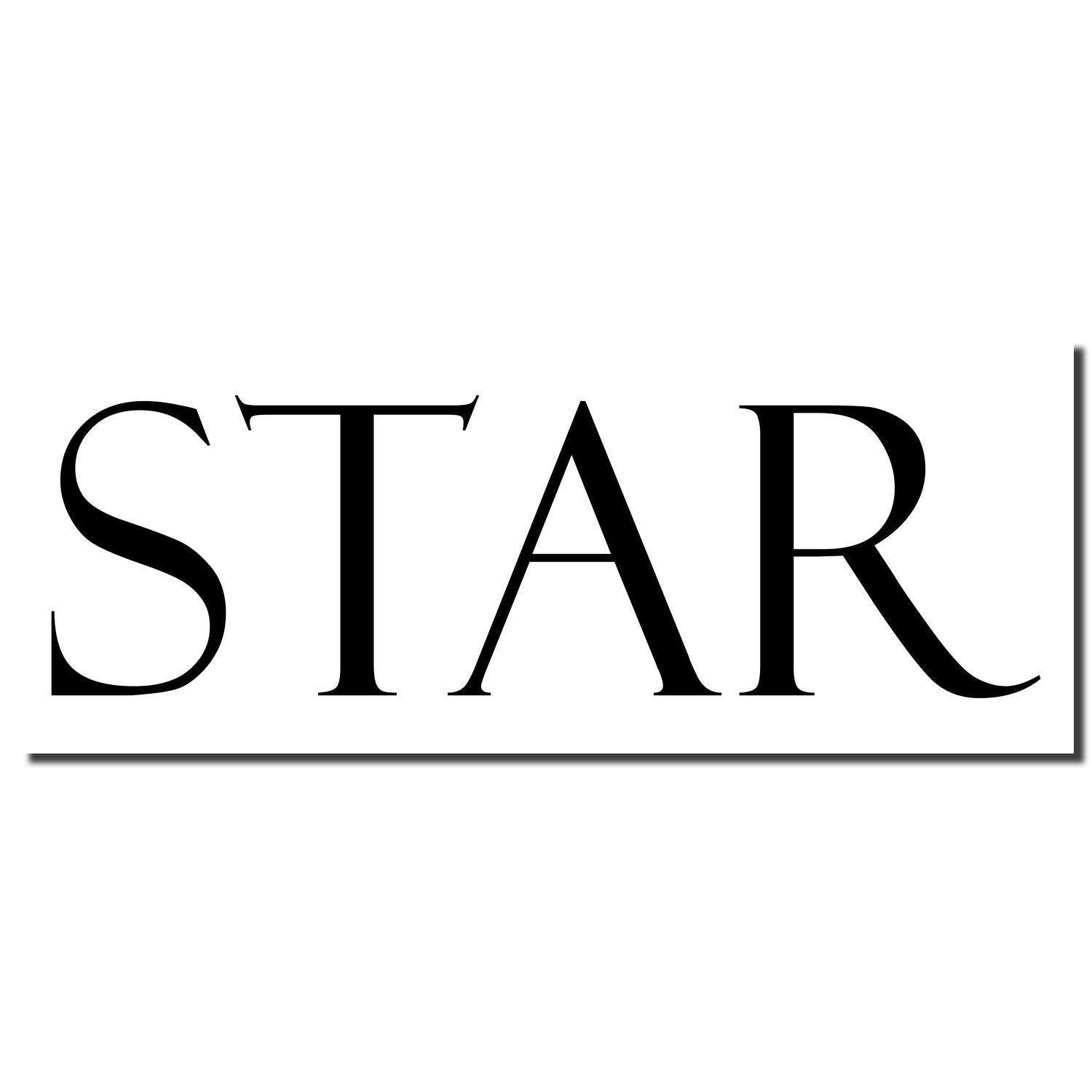 Imprint of the Large Pre-Inked Star Stamp showing the word 'STAR' in bold, black letters on a white background.