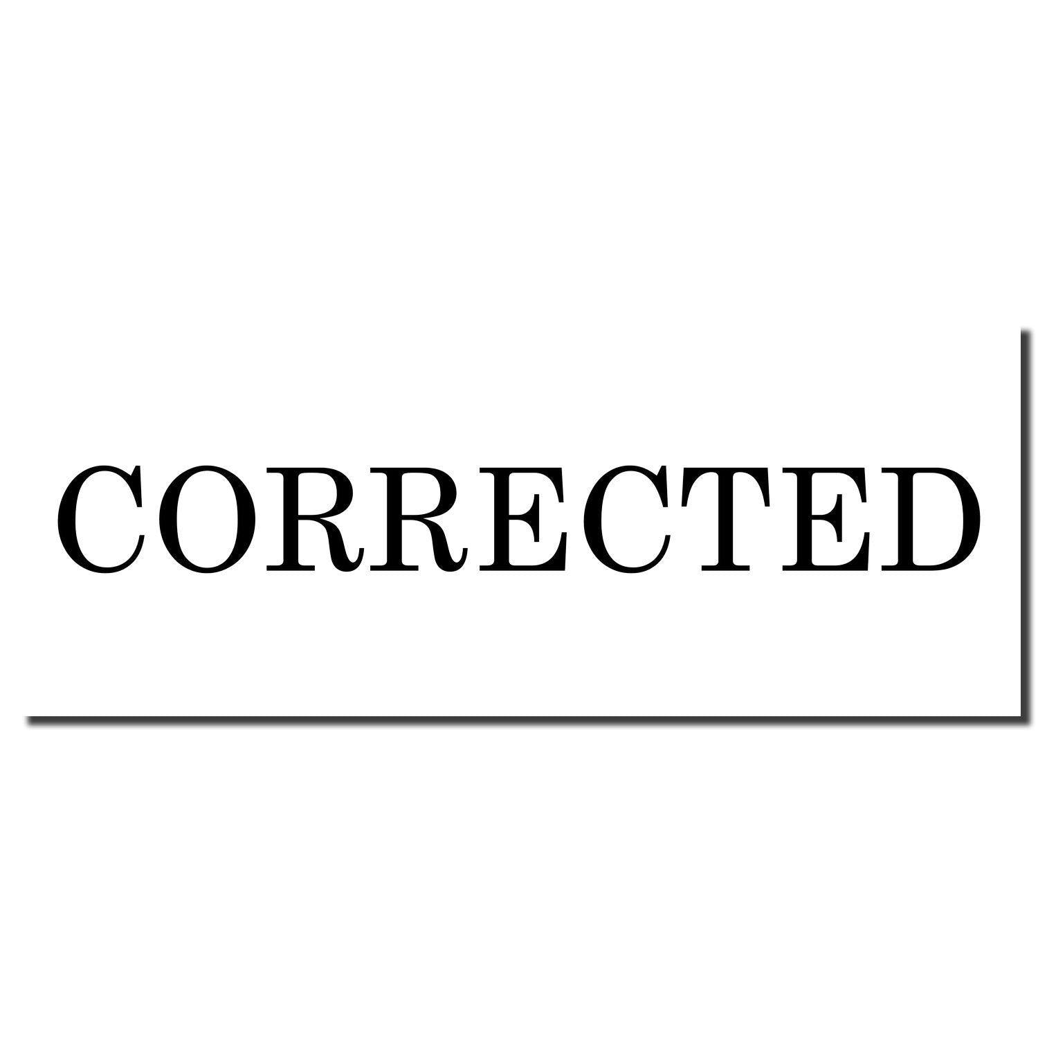 Image of a Large Corrected Rubber Stamp imprint showing the word 'CORRECTED' in bold, black letters on a white background.