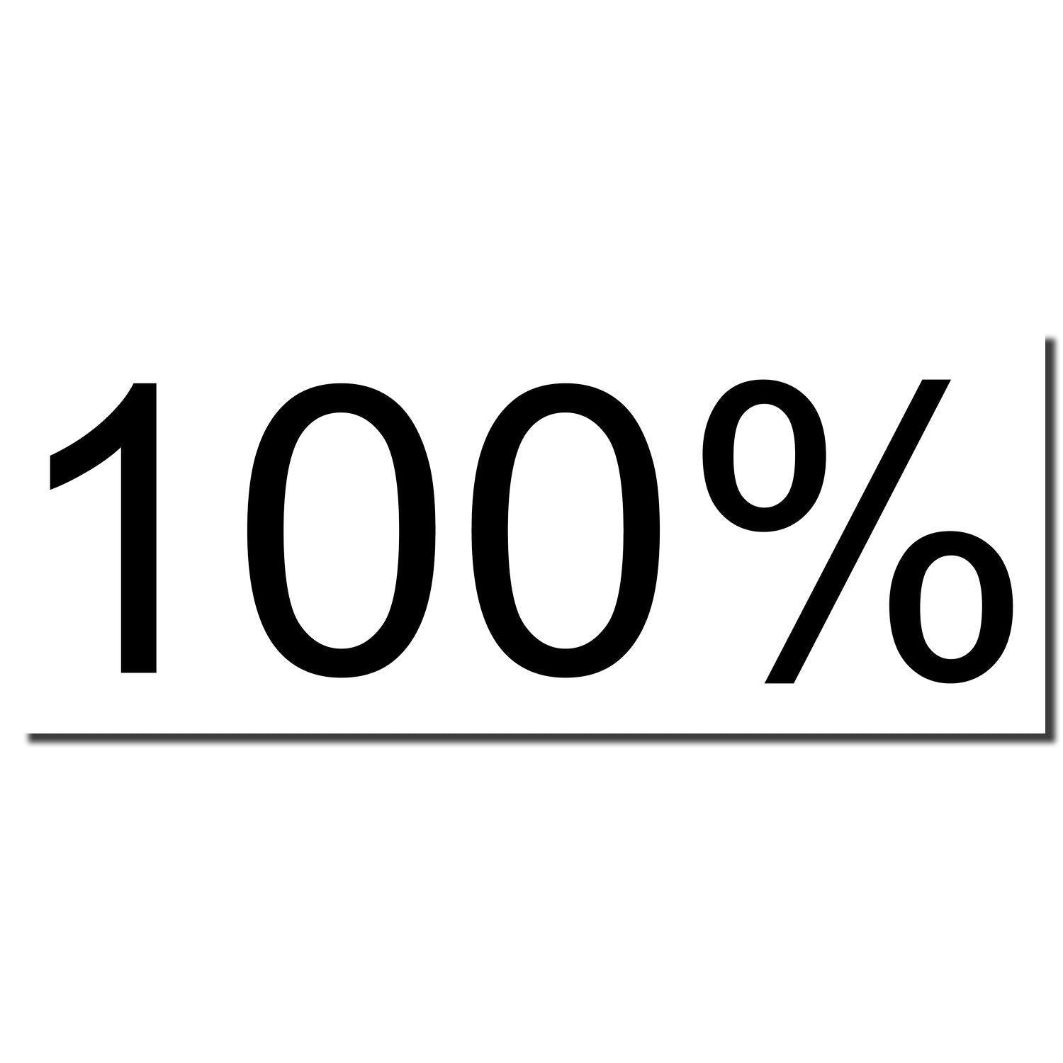 Image of the Large Self Inking 100% Stamp imprint showing a bold, black '100%' text on a white background.