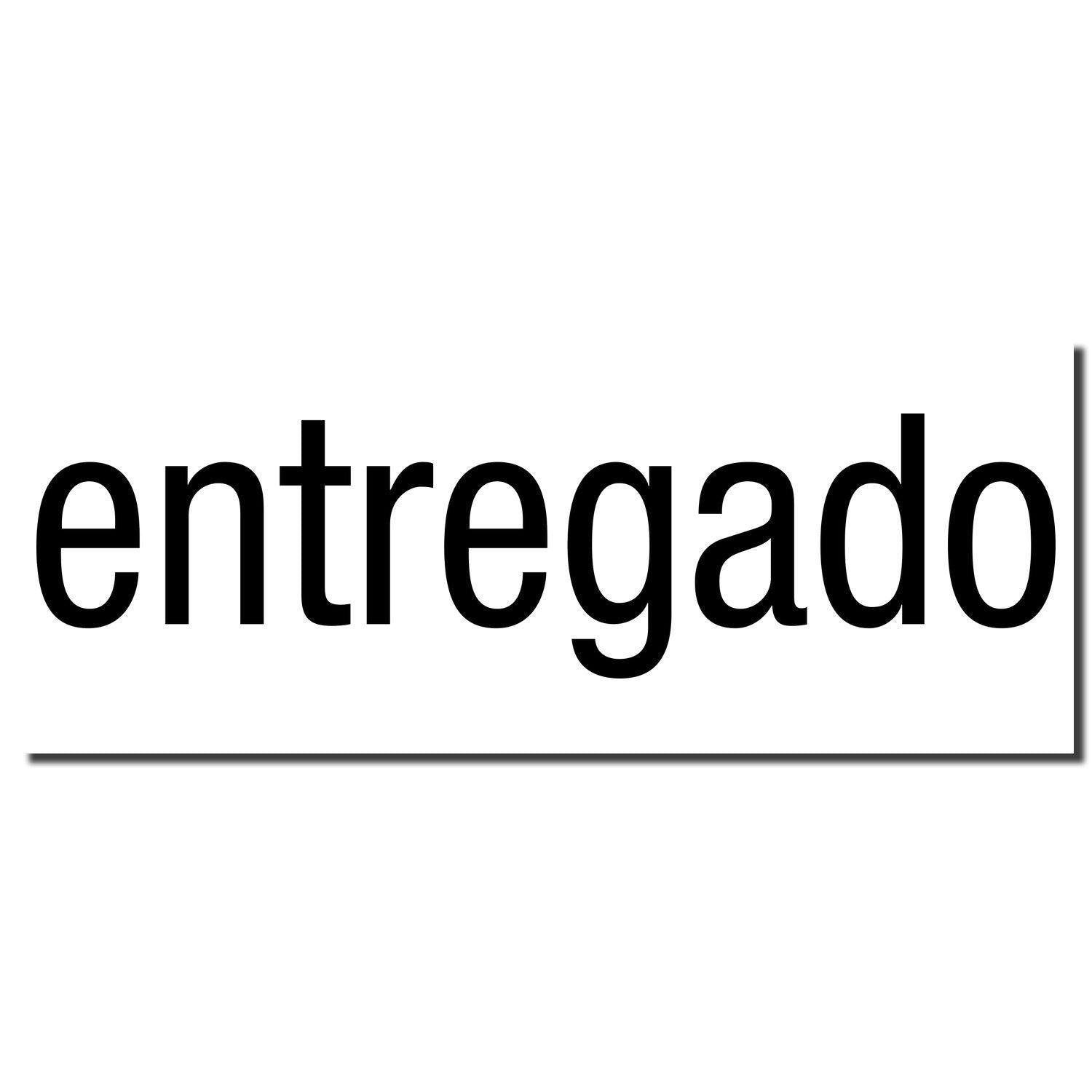 Large Self Inking Entregado Stamp imprint in black ink on a white background, displaying the word entregado in bold, lowercase letters.