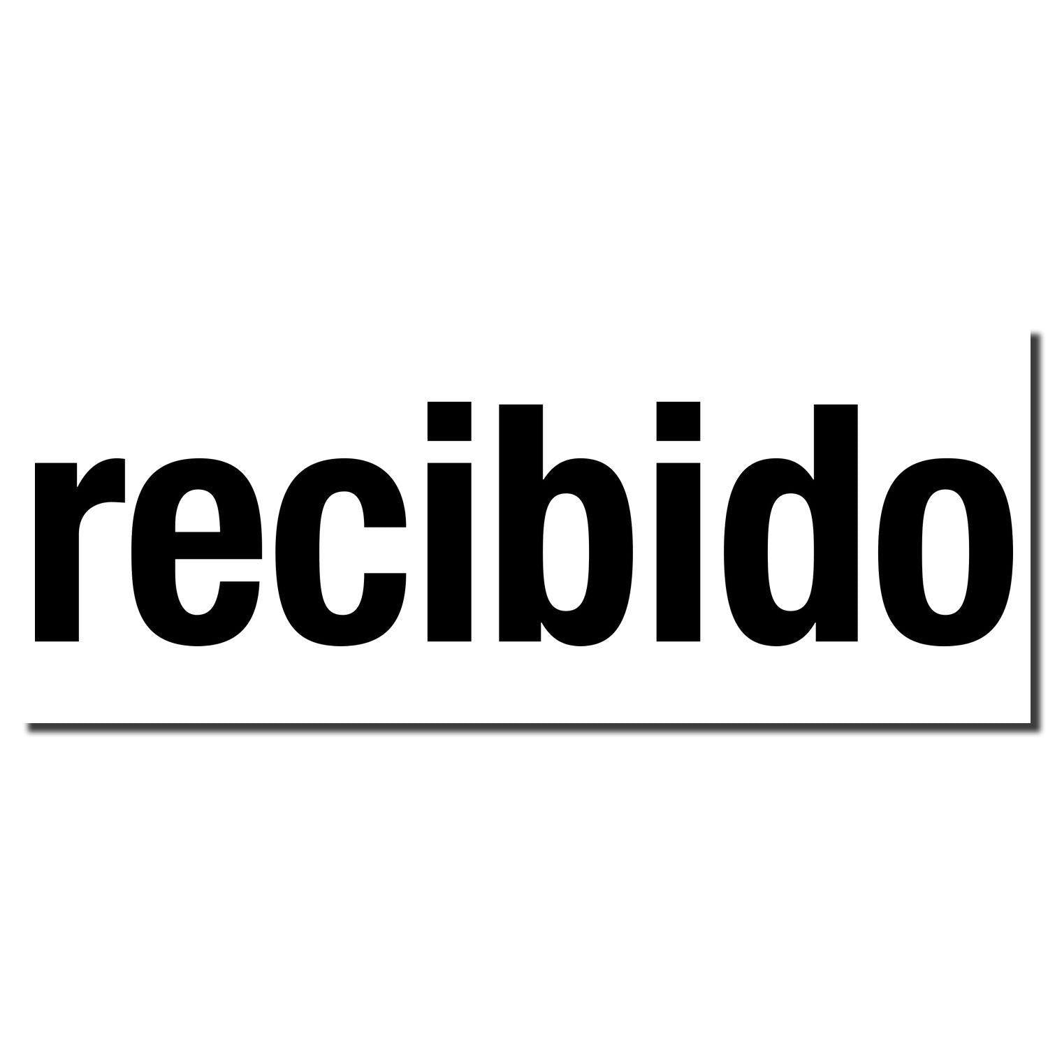 Image of the Large Pre-Inked Bold Recibido Stamp imprint in black ink, displaying the word "recibido" in bold, clear, and large font.