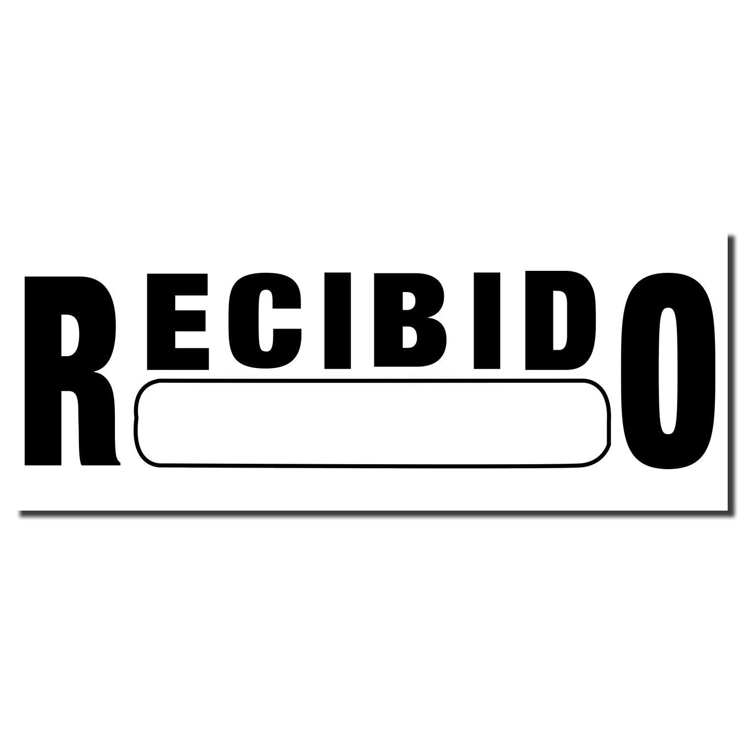 Image of a Large Pre-Inked Recibido Stamp imprint in black ink with bold letters and a blank space for additional information.