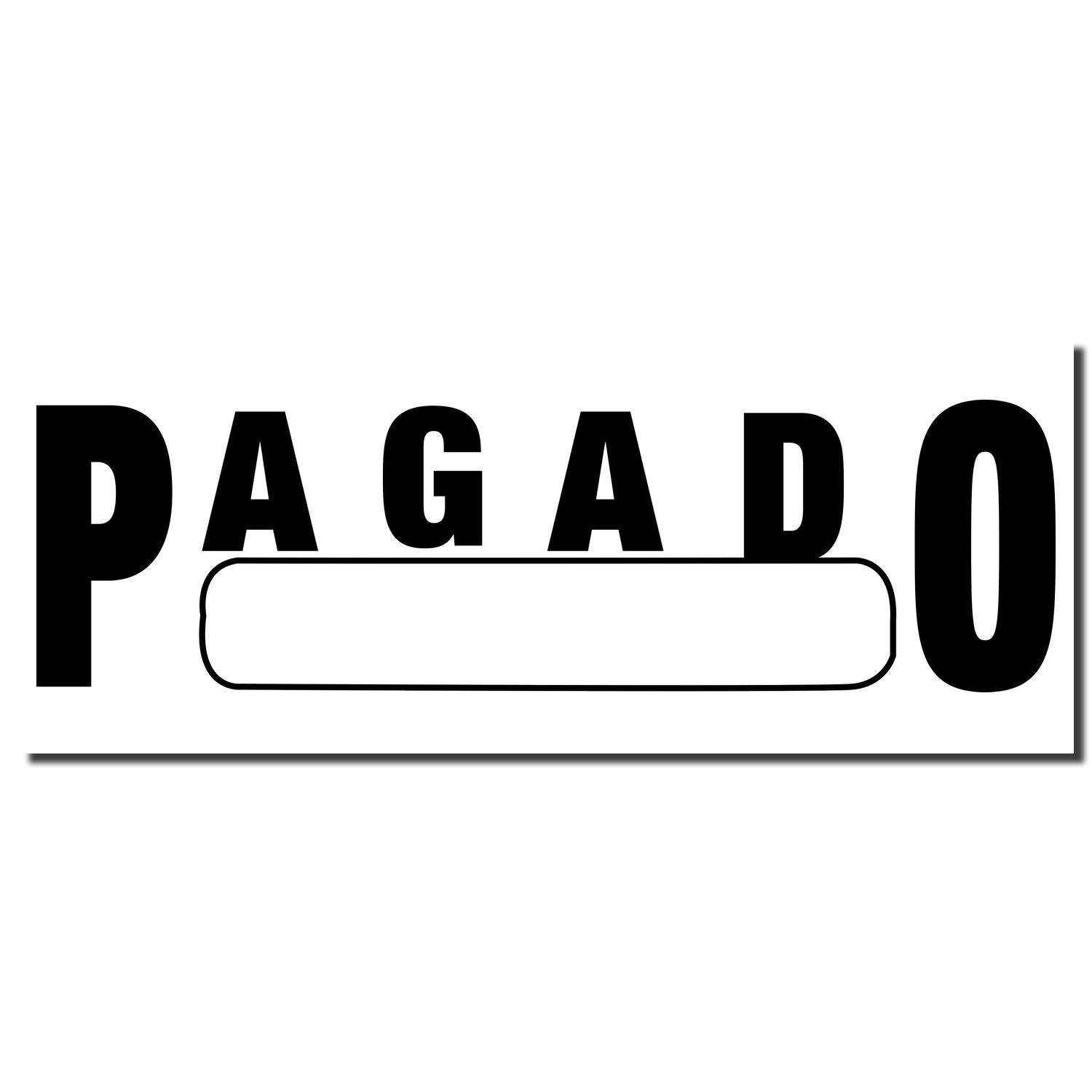 Image of a Large Pagado with Box Rubber Stamp imprint in black ink, featuring bold PAGADO text with a blank box underneath.