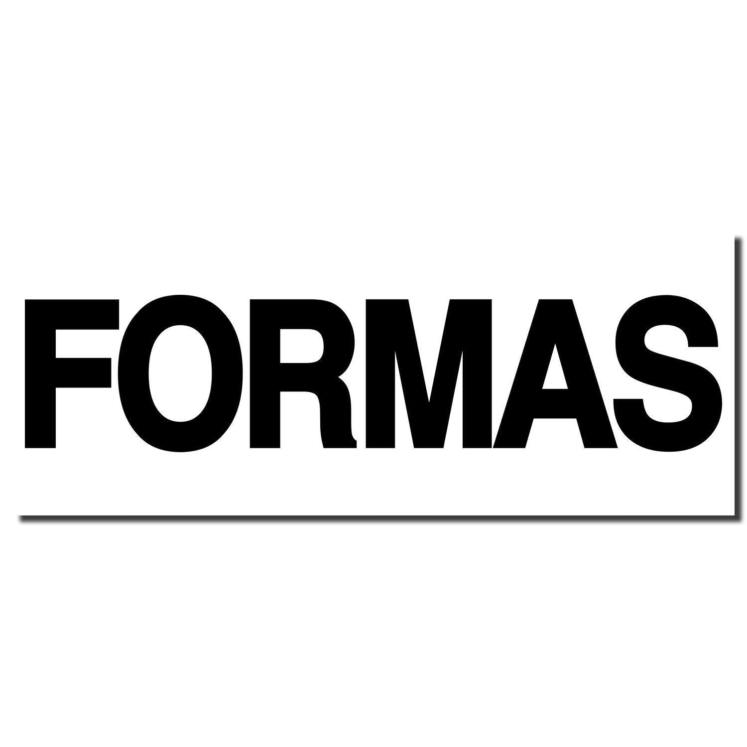 Black Self Inking Formas Stamp imprint on white background, displaying the word 'FORMAS' in bold, black capital letters.