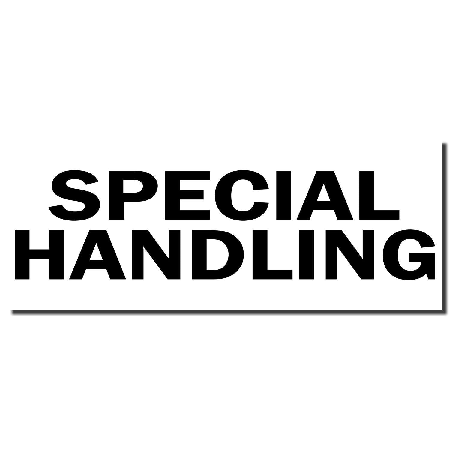 Image of a Self Inking Special Handling Stamp imprint showing bold black text SPECIAL HANDLING on a white background.