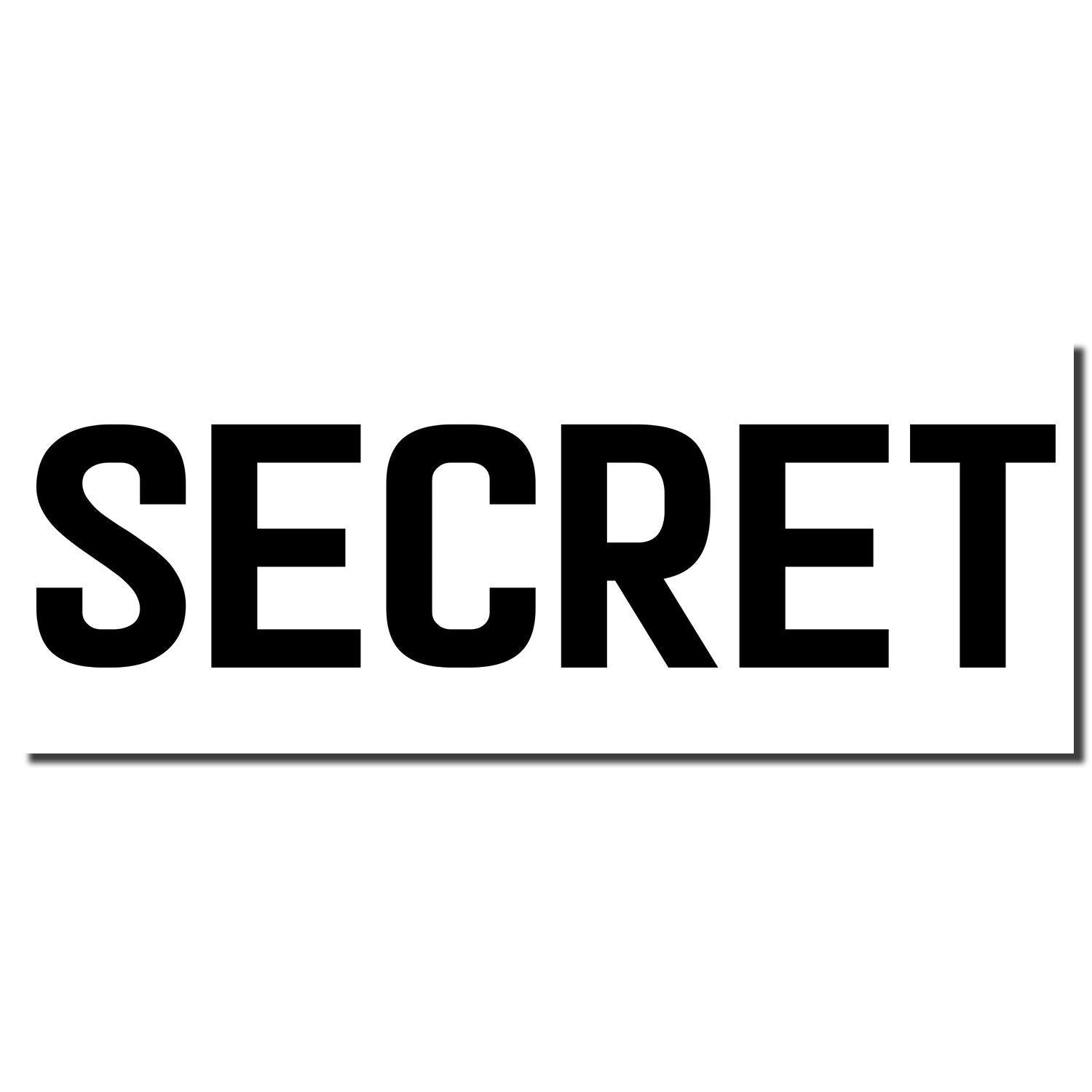 Image of a Slim Pre-Inked Secret Stamp imprint with the word 'SECRET' in bold black letters on a white background.