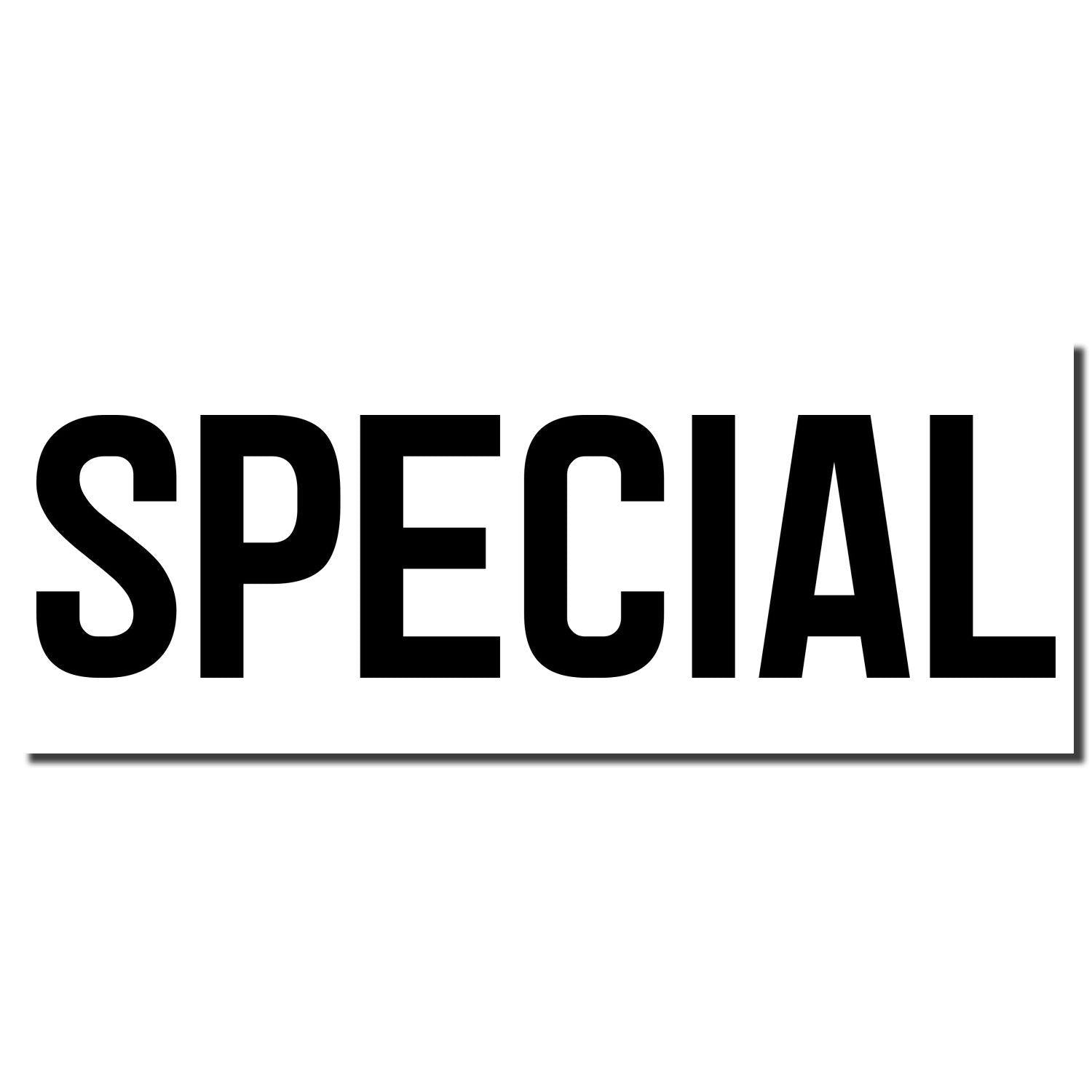 Slim Pre-Inked Special Stamp imprint in black ink on a white background, displaying the word 'SPECIAL' in bold, uppercase letters.