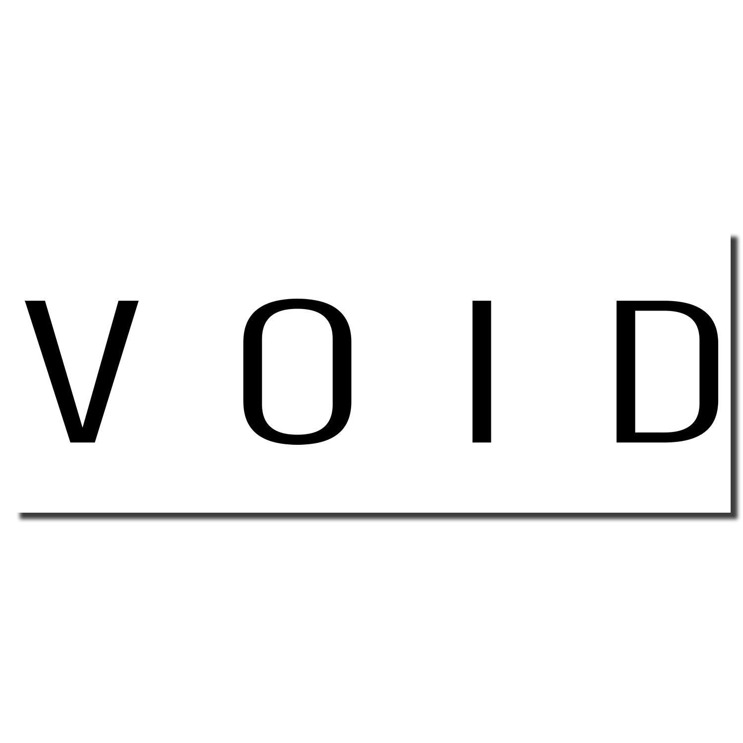 Narrow Void Rubber Stamp imprint in black ink on a white background, displaying the word VOID in bold, uppercase letters.