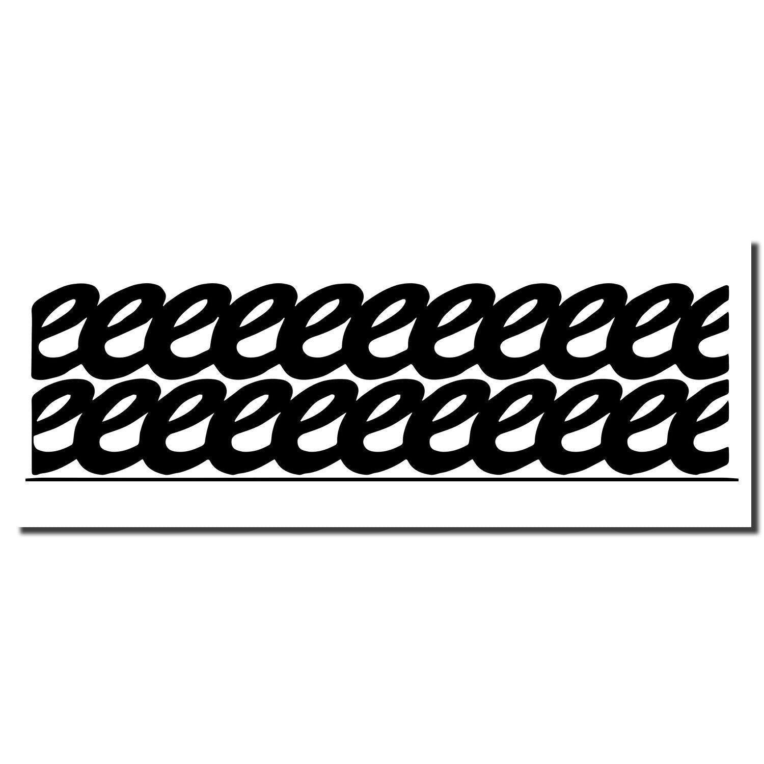 Strikeout rubber stamp imprint with multiple black e letters in a row, creating a bold and repetitive pattern on a white background.