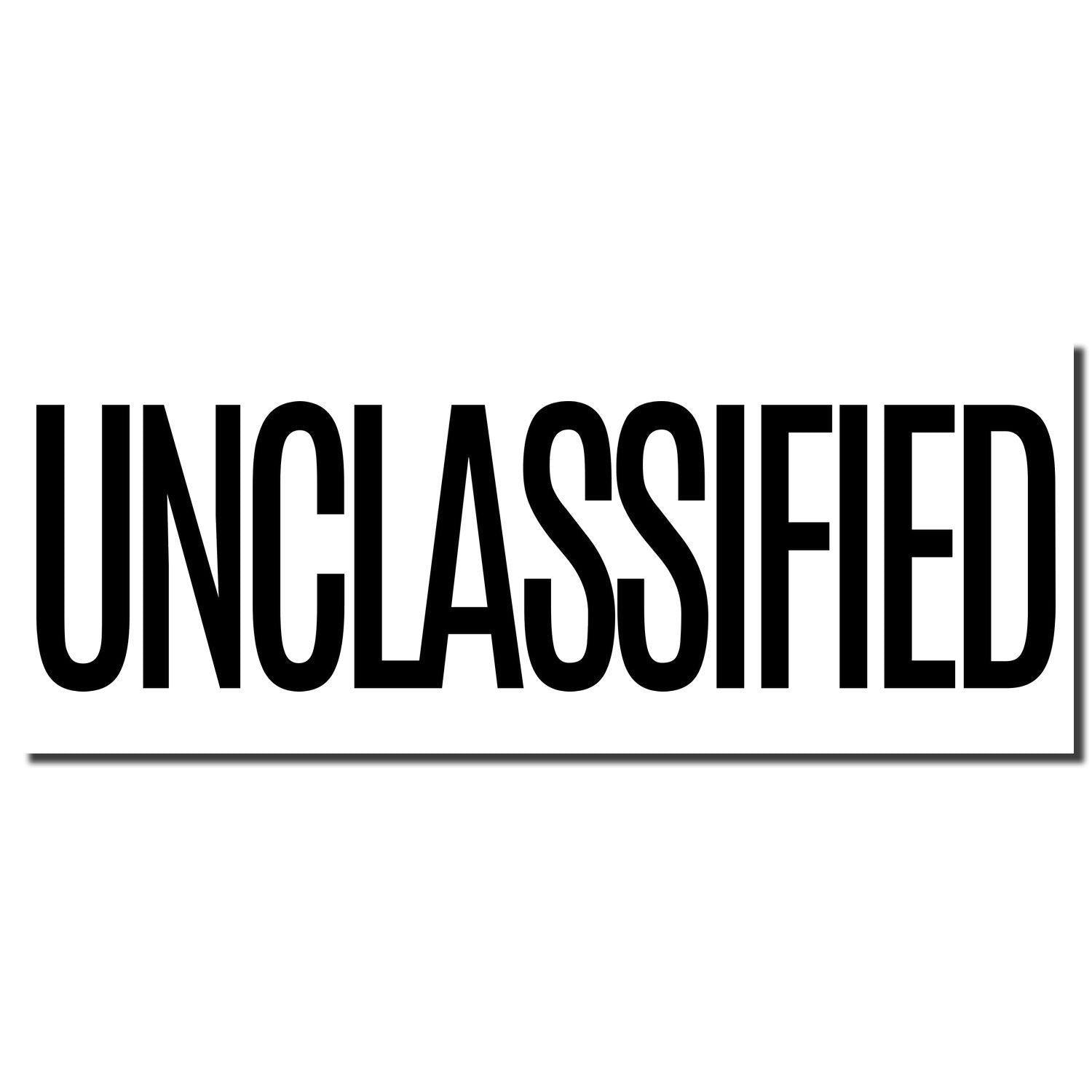 Image of a Large Self Inking Unclassified Stamp imprint showing the word UNCLASSIFIED in bold black letters on a white background.