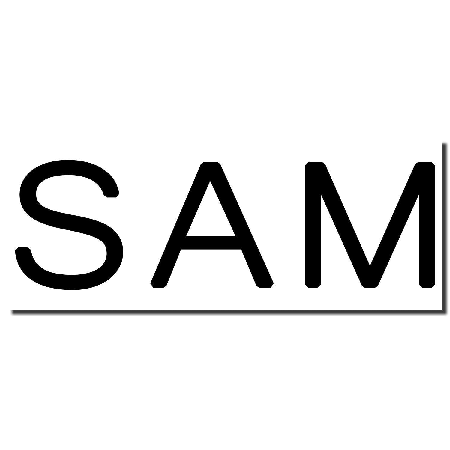 Large Self Inking SAM Stamp imprint in black ink on white background, showing the word 'SAM' in bold, uppercase letters.