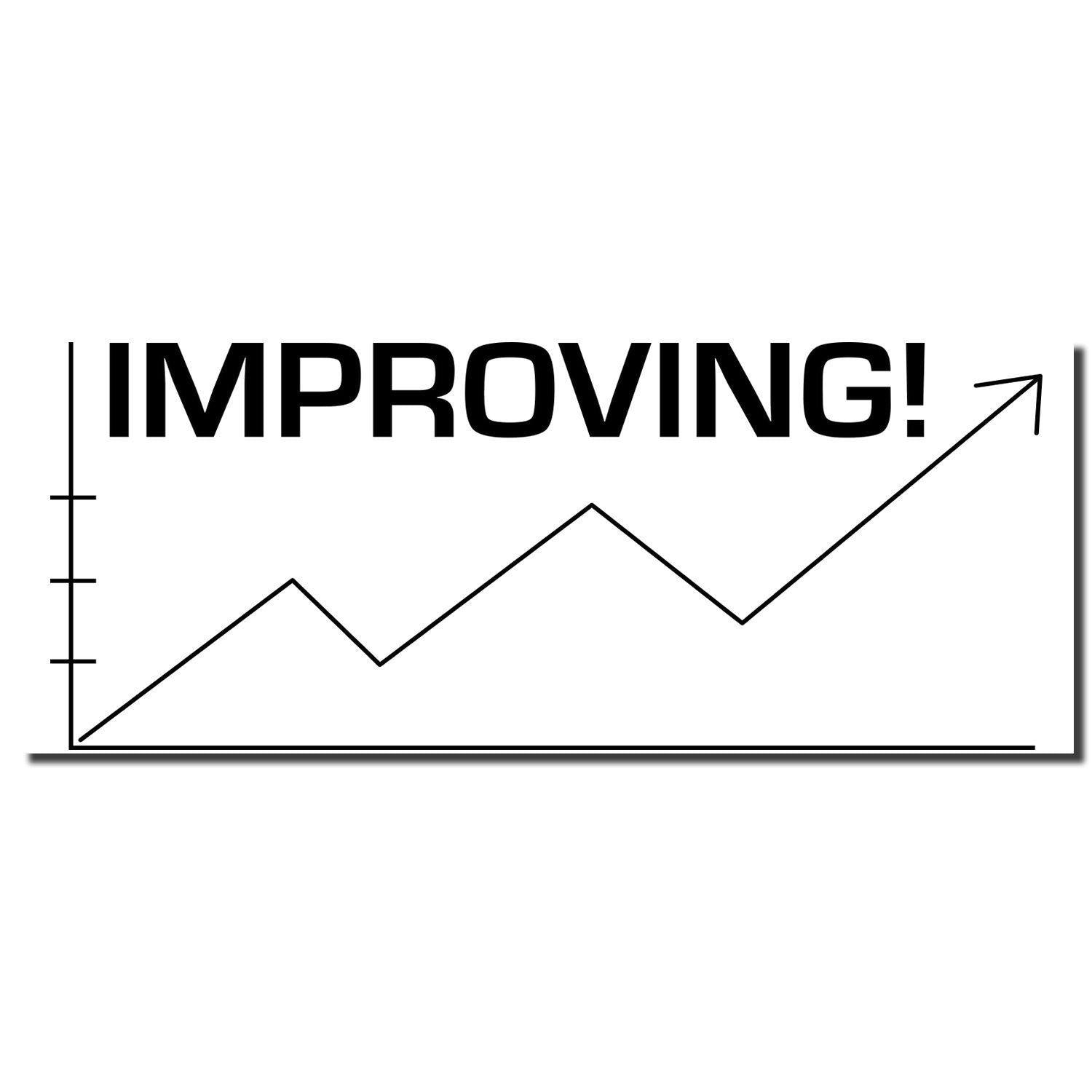 Improving with Chart Icon Rubber Stamp showing a rising line graph with the word IMPROVING! in bold black letters above the chart.