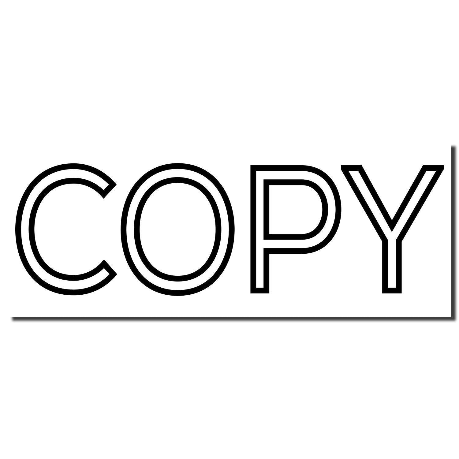 Large Pre-Inked Outline Copy Stamp imprint showing the word COPY in bold, black outline letters on a white background.