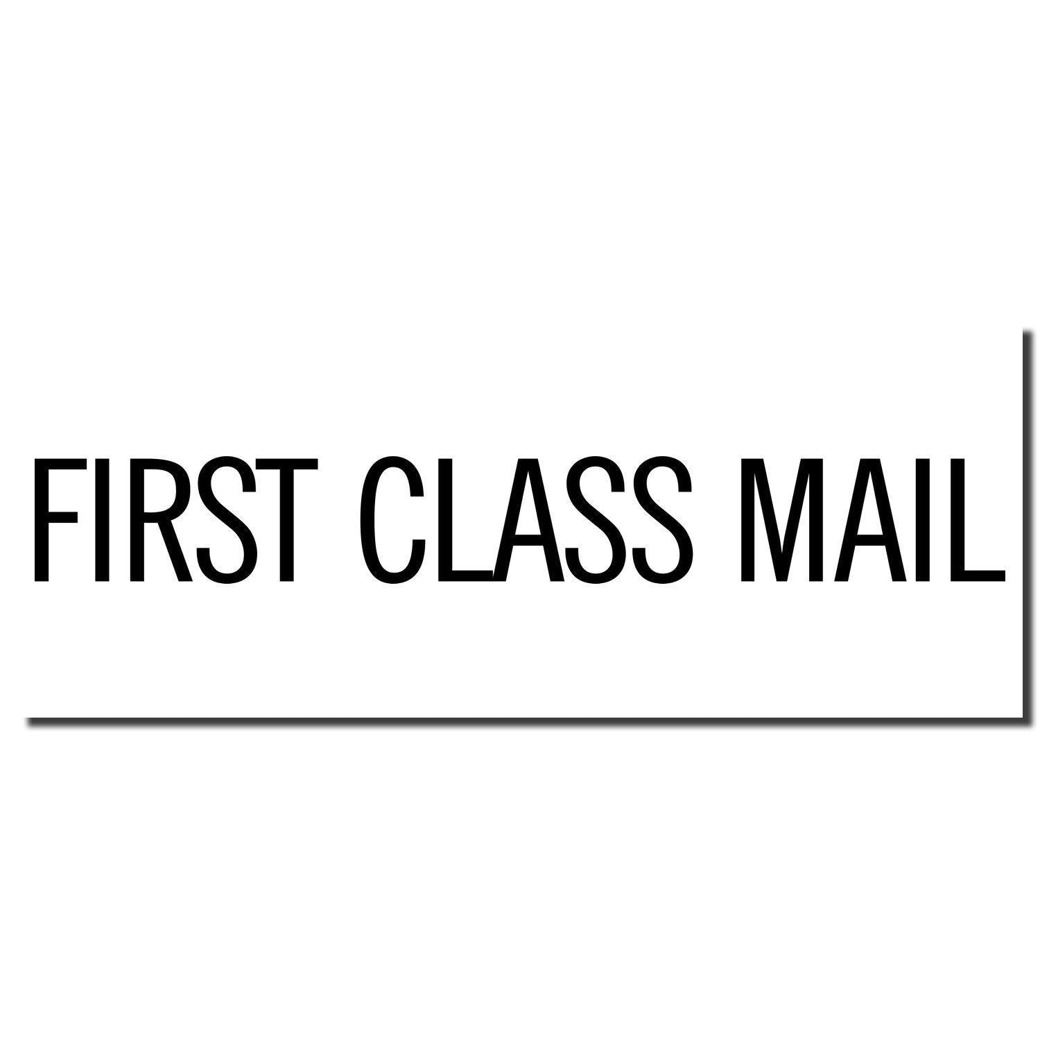 Large Pre-Inked Narrow First Class Mail Stamp imprint in bold black letters on a white background.