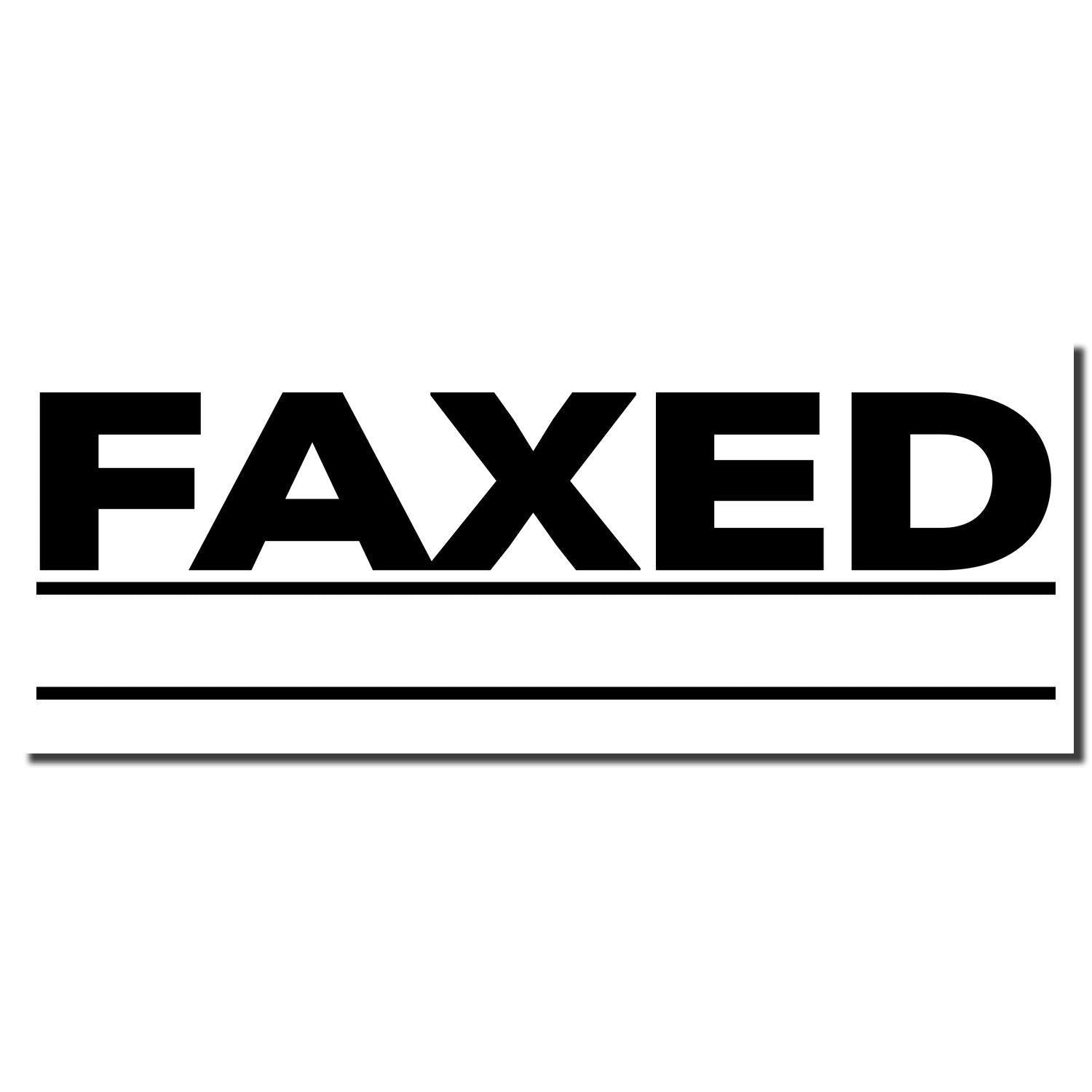 Image of a Faxed with Line Rubber Stamp imprint showing the word 'FAXED' in bold letters with a line underneath and space for additional text.