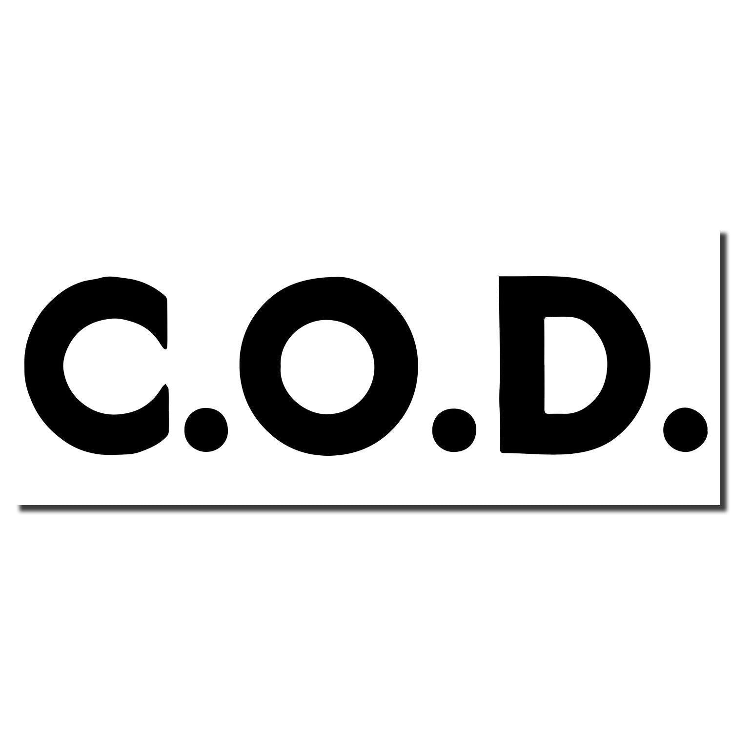 Large Self Inking Bold C.O.D. Stamp imprint in black ink on a white background, showing clear and bold C.O.D. text.