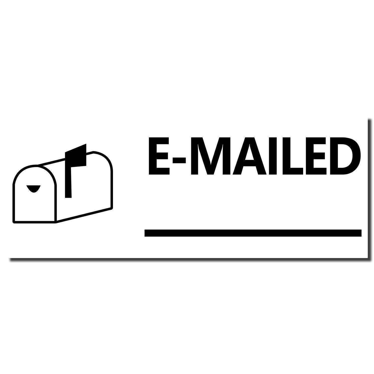 Emailed with Mailbox Rubber Stamp showing a mailbox icon and the word 'E-MAILED' in bold letters with a blank line underneath.