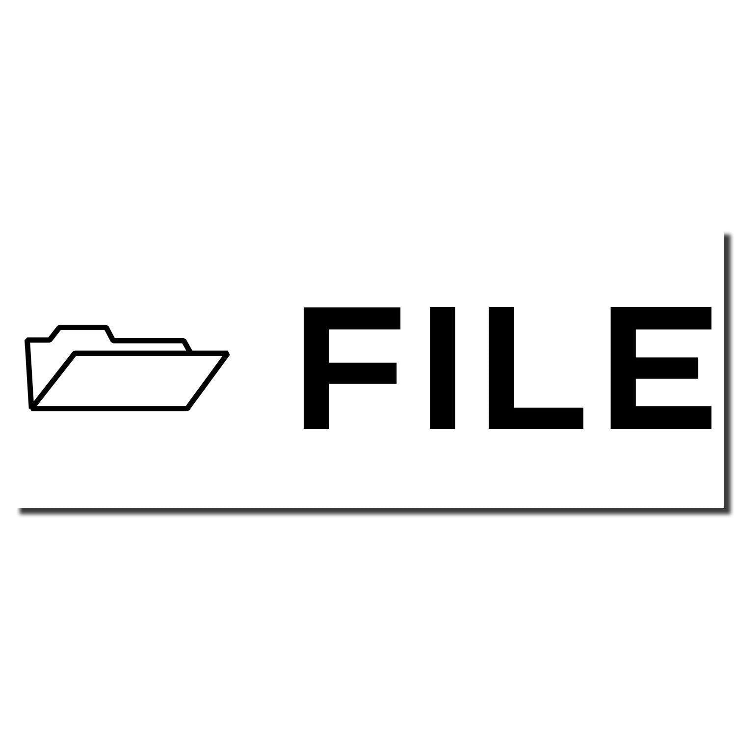 File with Folder Rubber Stamp imprint showing a folder icon and the word 'FILE' in bold black letters on a white background.