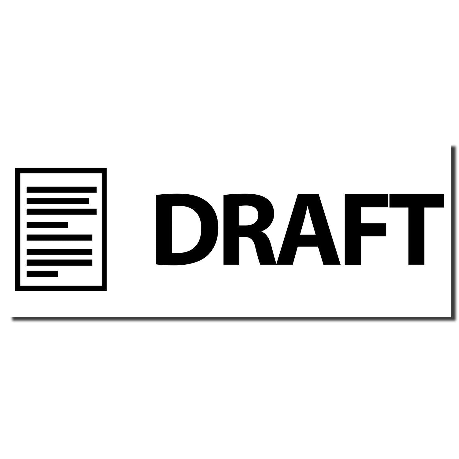 Image of a Self Inking Draft with Letter Stamp imprint showing the word DRAFT in bold letters next to horizontal lines on a white background.