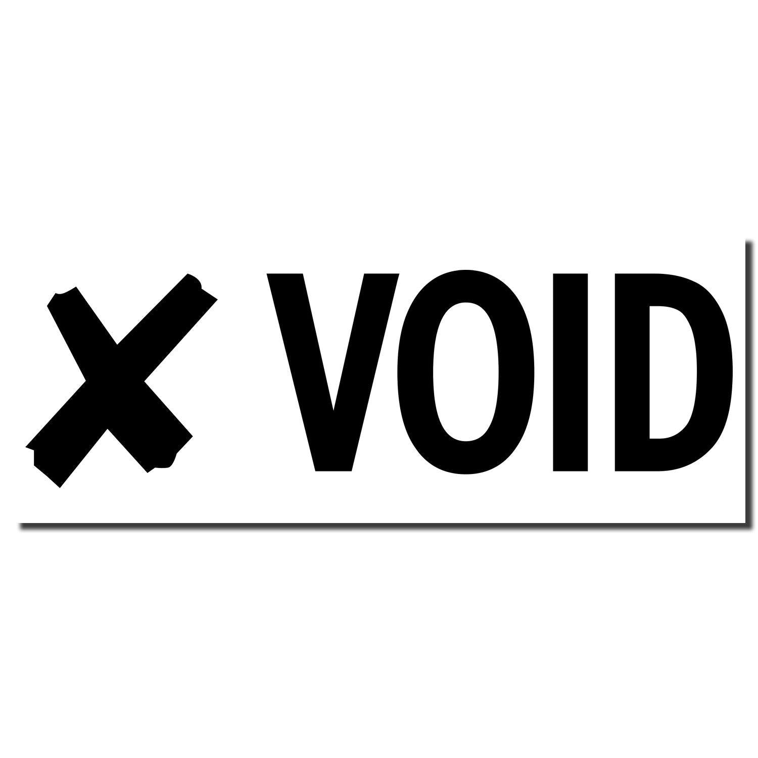 Self Inking Void with X Stamp imprint showing a large X followed by the word VOID in bold black letters on a white background.