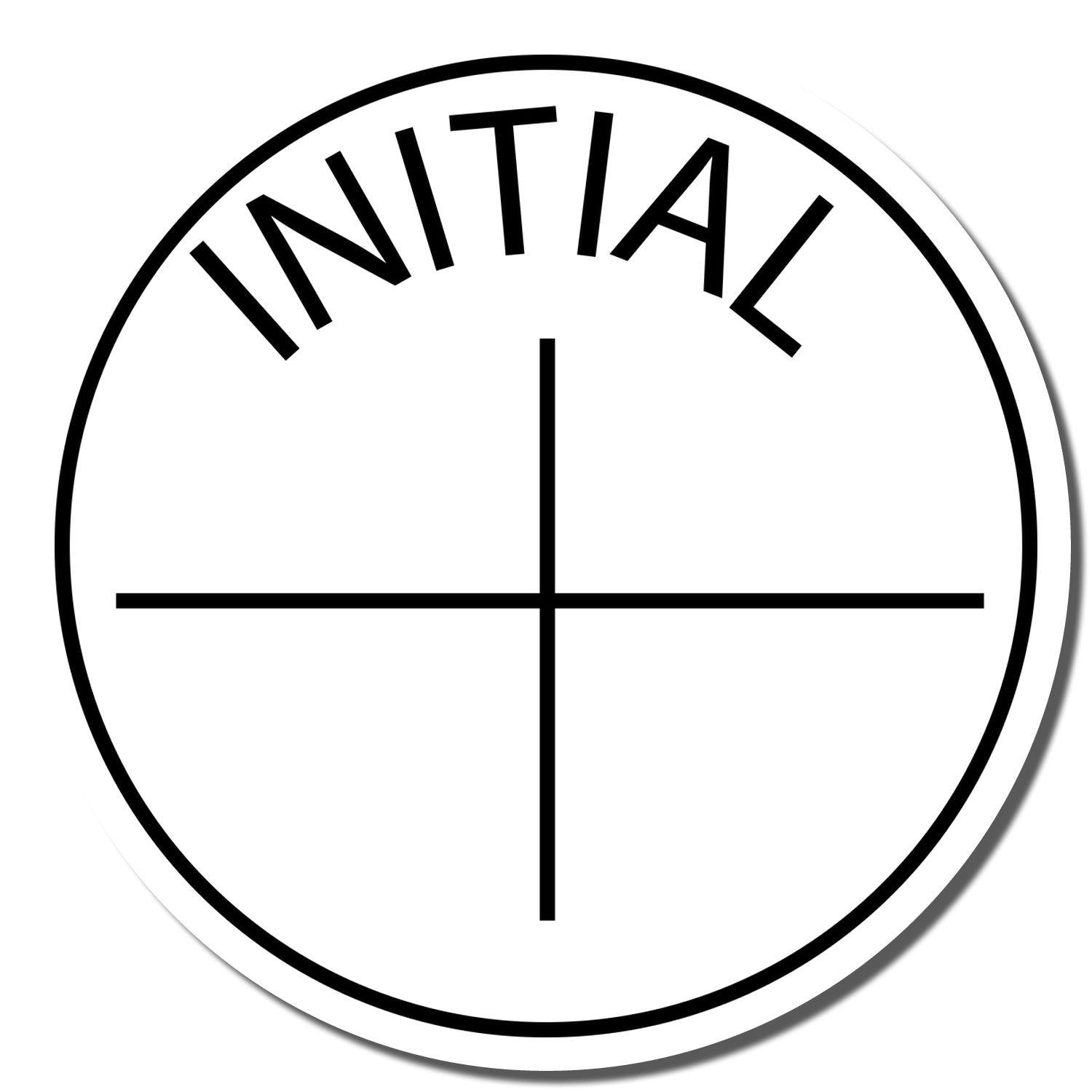 Round Initial Rubber Stamp with a black border, the word INITIAL at the top, and a cross in the center for customization.