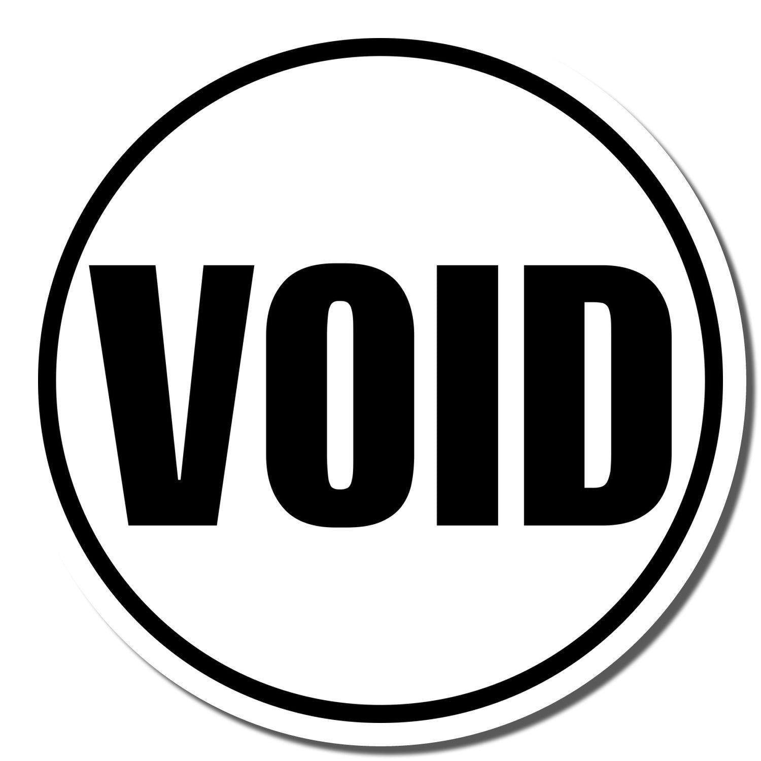 Round Void Rubber Stamp with bold black letters VOID inside a black circle on a white background.