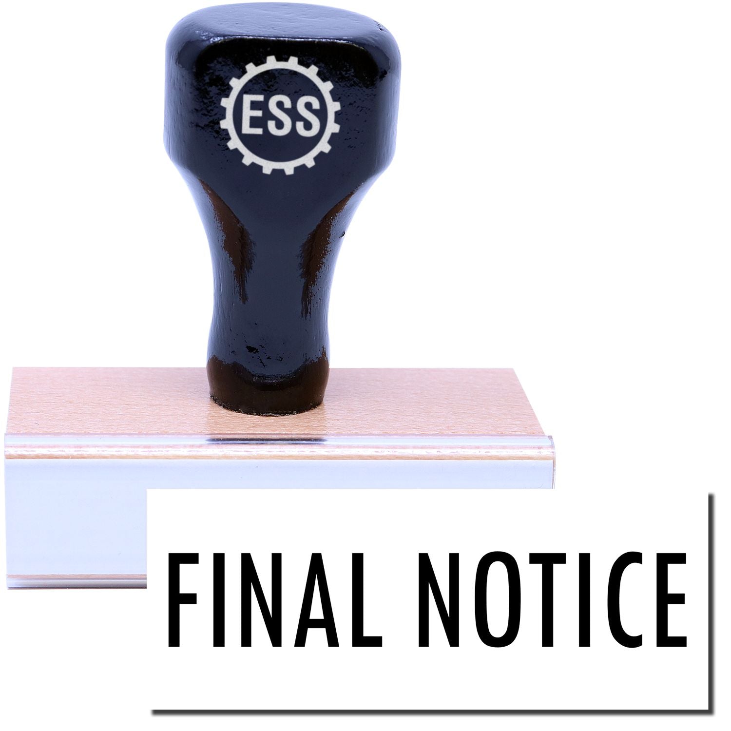 A stock office rubber stamp with a stamped image showing how the text FINAL NOTICE is displayed after stamping.