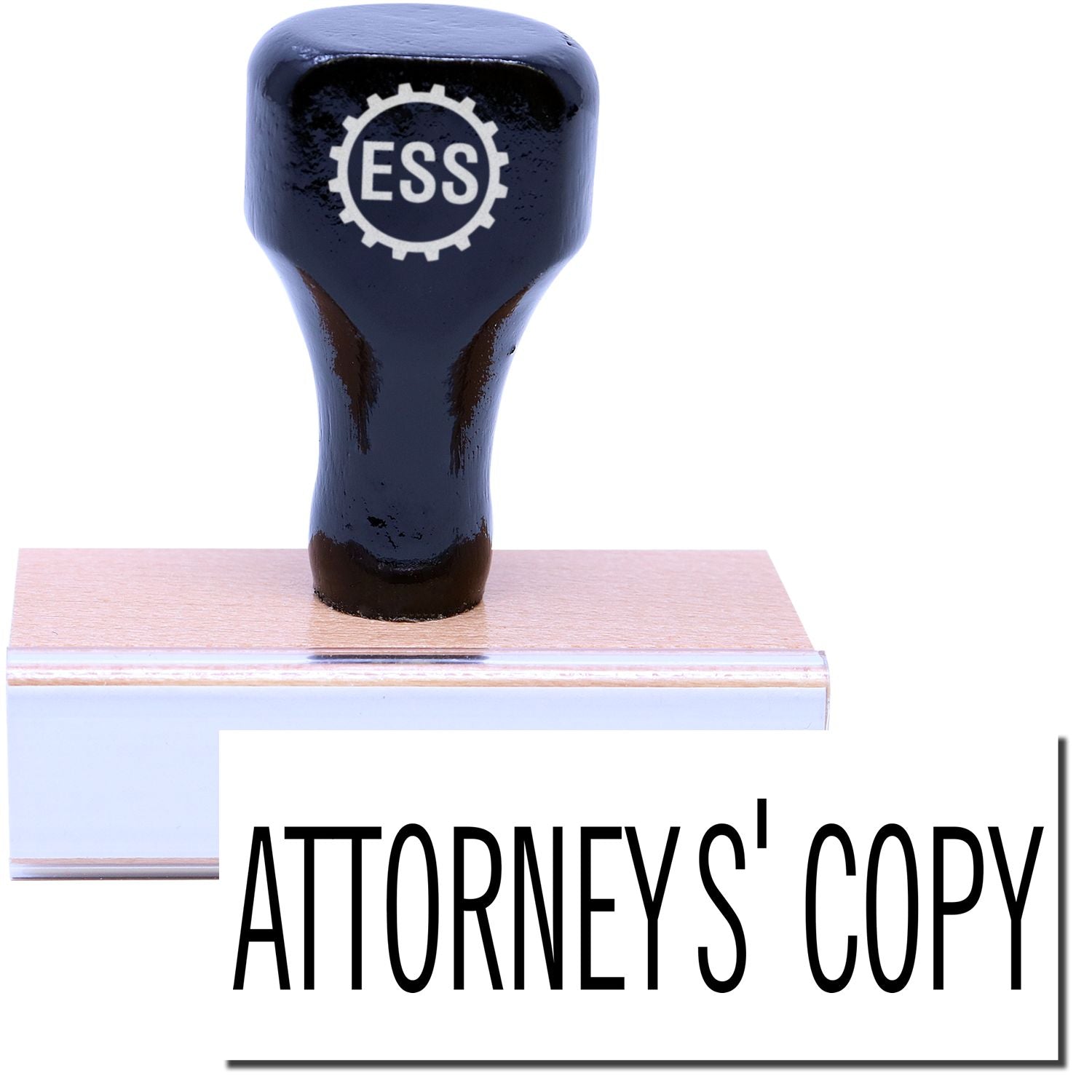 A stock office rubber stamp with a stamped image showing how the text ATTORNEYS' COPY is displayed after stamping.