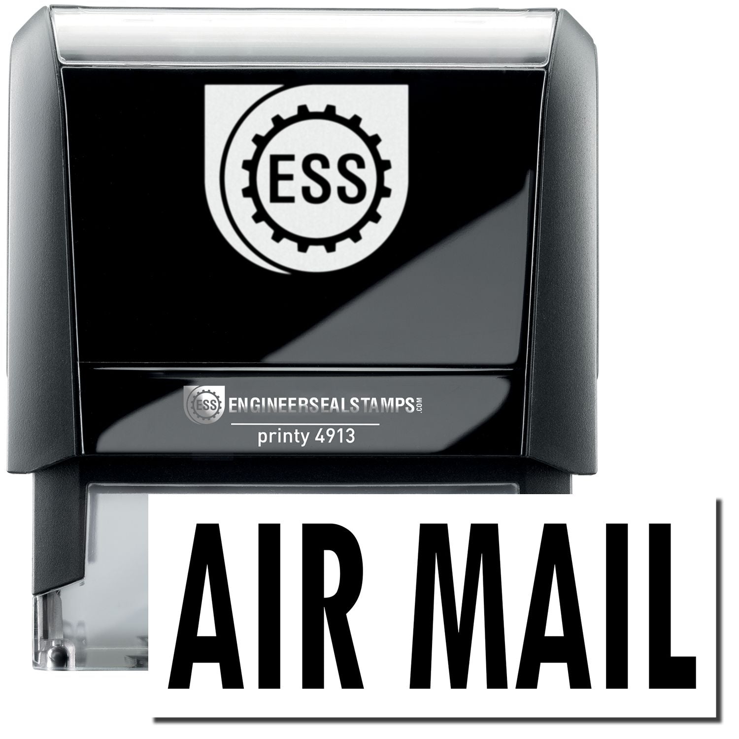 A large self-inking stamp with a stamped image showing the text AIR MAIL in large bold font.