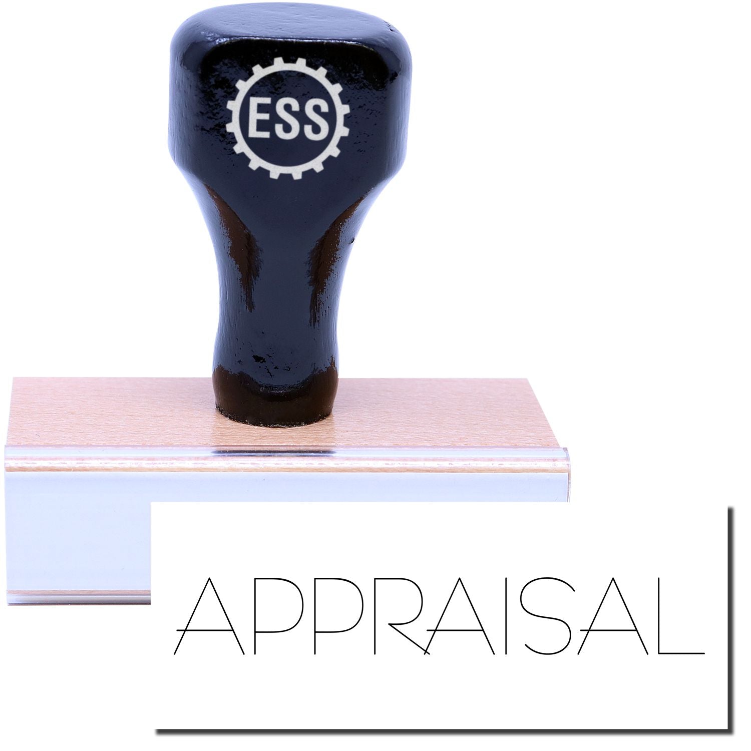 A stock office rubber stamp with a stamped image showing how the text APPRAISAL is displayed after stamping.