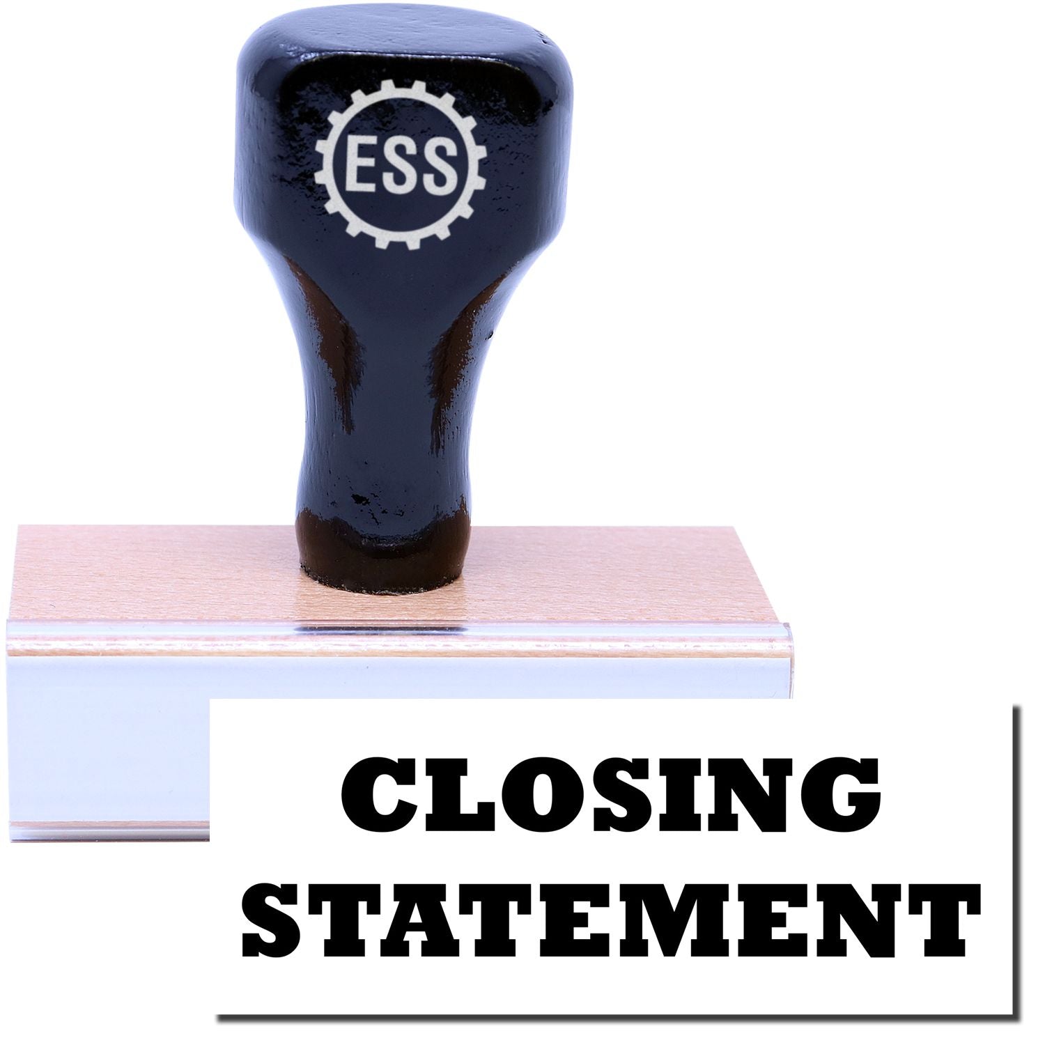 A stock office rubber stamp with a stamped image showing how the text CLOSING STATEMENT is displayed after stamping.