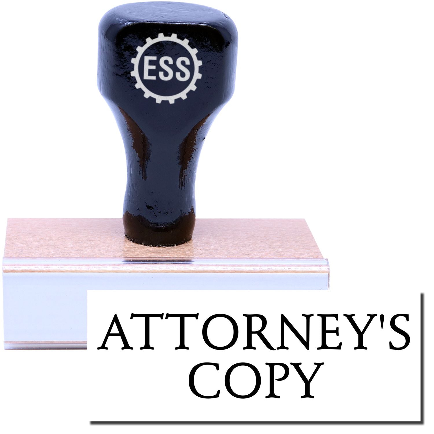 A stock office rubber stamp with a stamped image showing how the text ATTORNEY'S COPY is displayed after stamping.