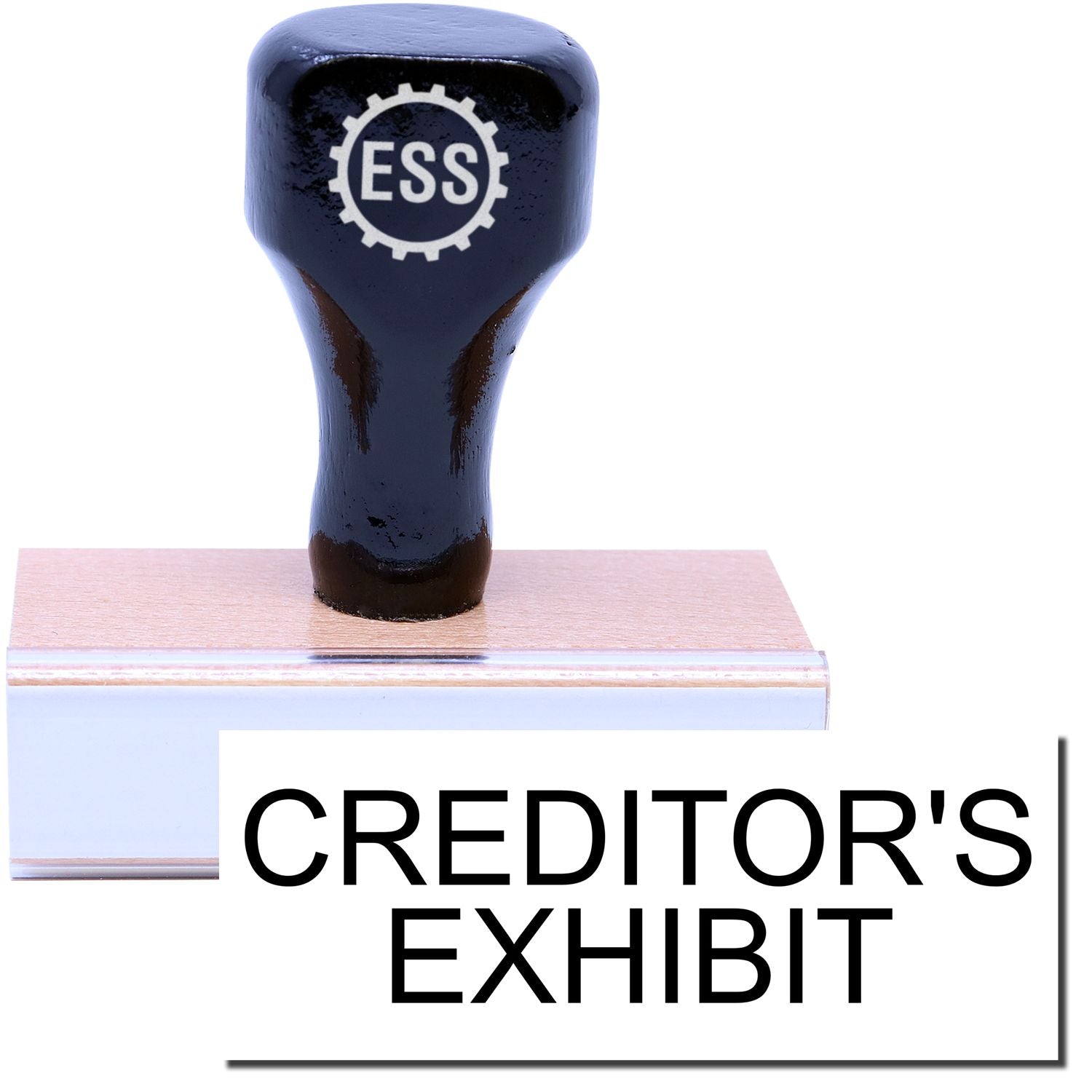 A stock office rubber stamp with a stamped image showing how the text CREDITOR'S EXHIBIT is displayed after stamping.