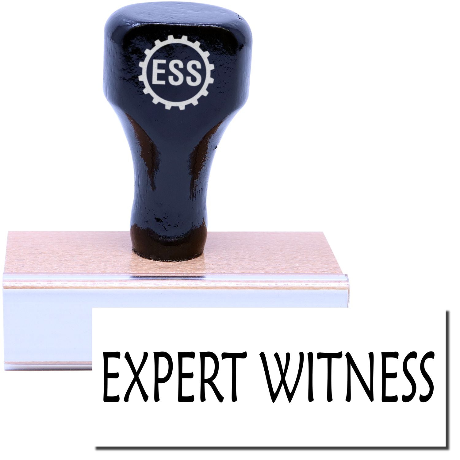 A stock office rubber stamp with a stamped image showing how the text EXPERT WITNESS is displayed after stamping.