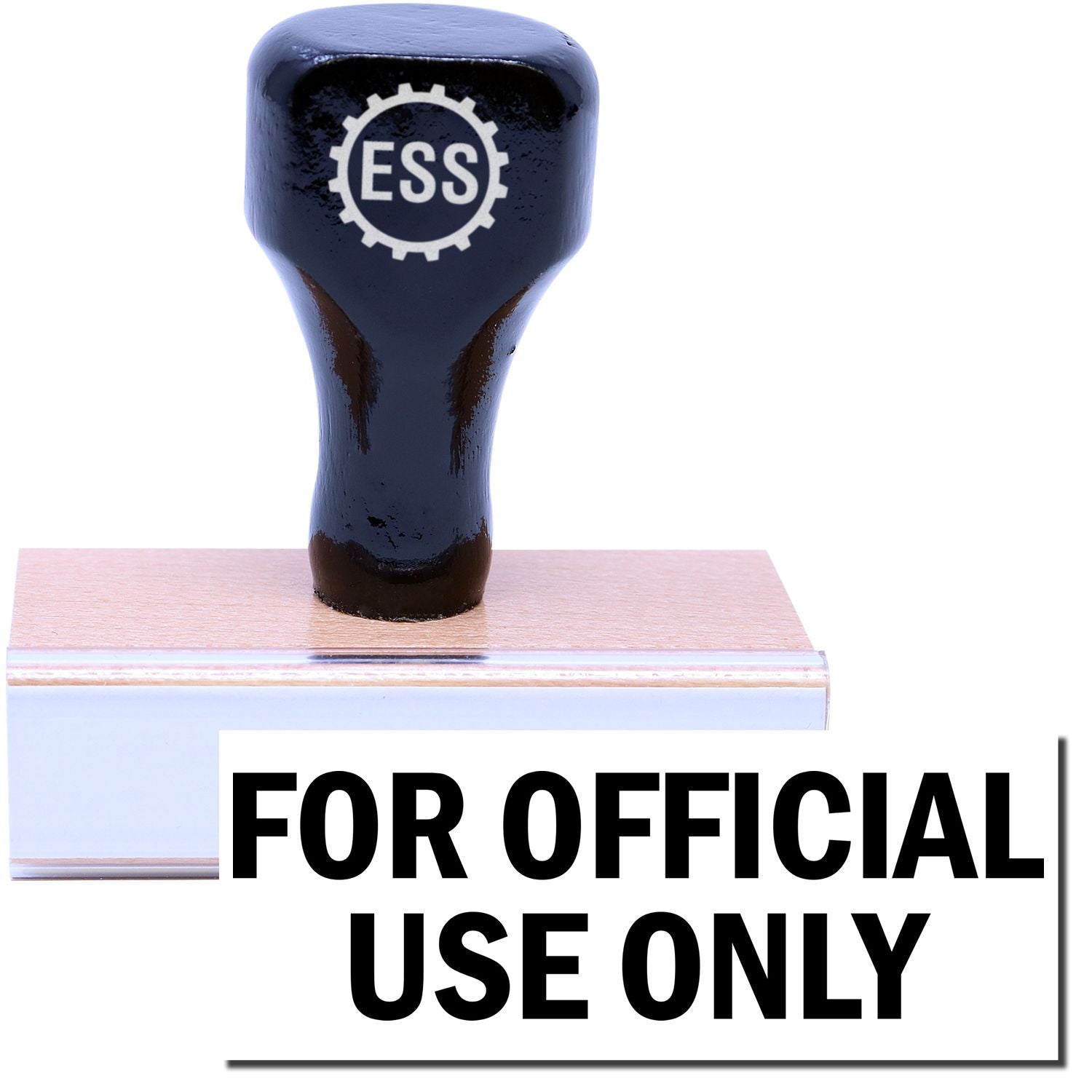 A stock office rubber stamp with a stamped image showing how the text FOR OFFICIAL USE ONLY is displayed after stamping.