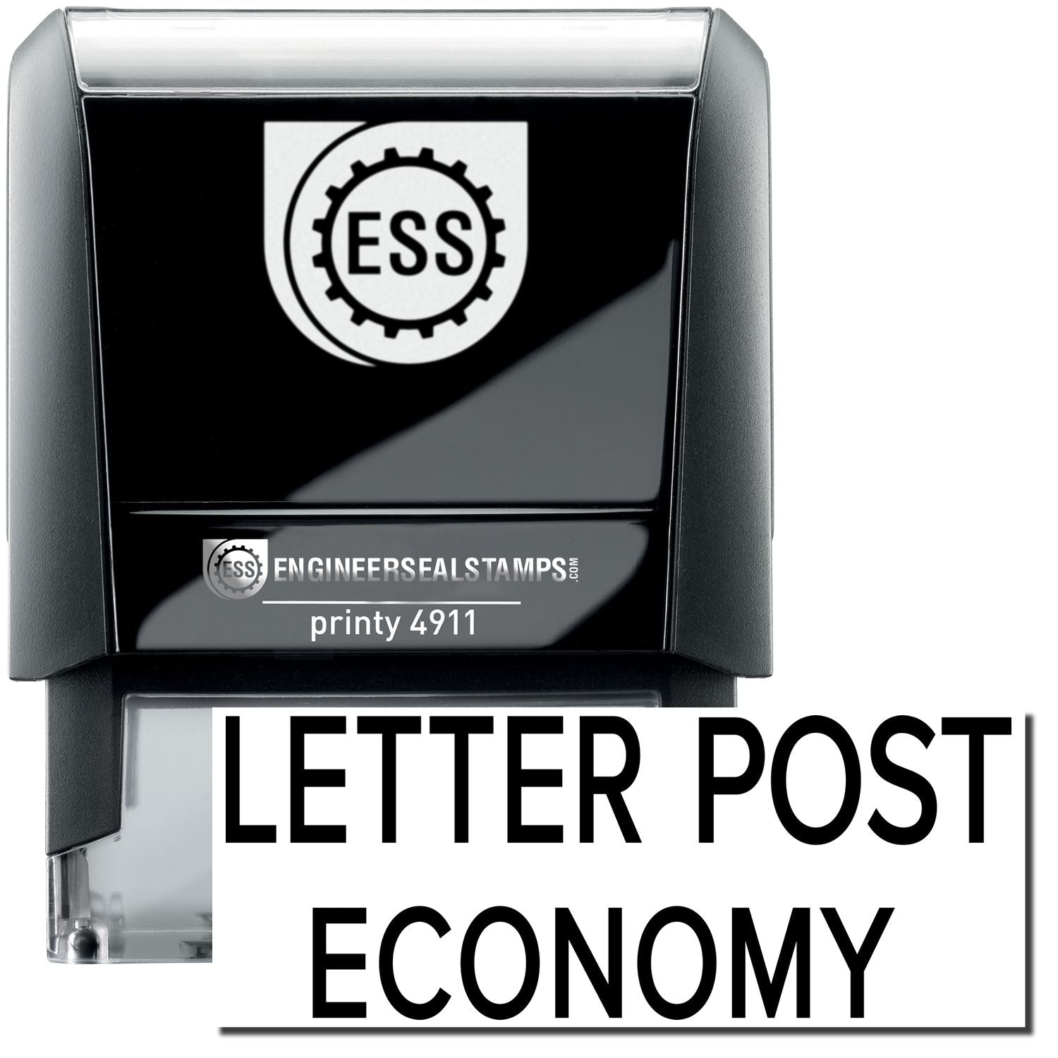 Self Inking Letter Post Economy Stamp with black casing, clear base, and LETTER POST ECONOMY text in bold.